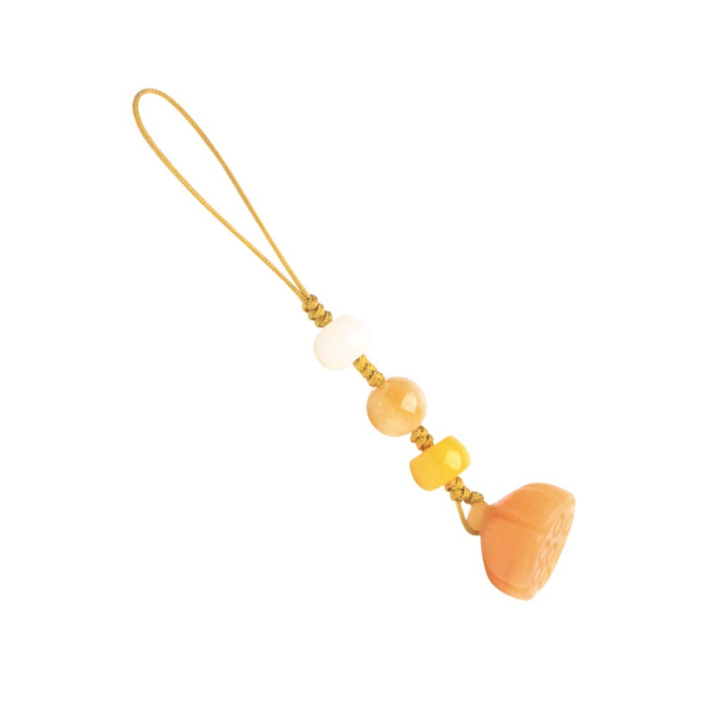 Lotus Jade Phone Charm Pendant - Elegant Beaded Phone Strap & Lanyard for iPhone, Samsung, Keys, USB Drives - Perfect for Car Keys, Office Decor, and Gift Giving