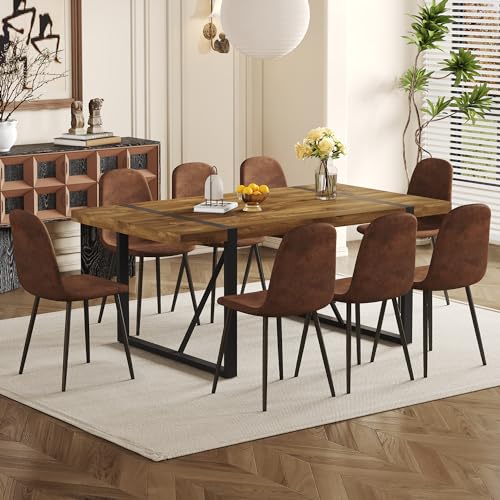 Dark Wood Table+brown Chairs