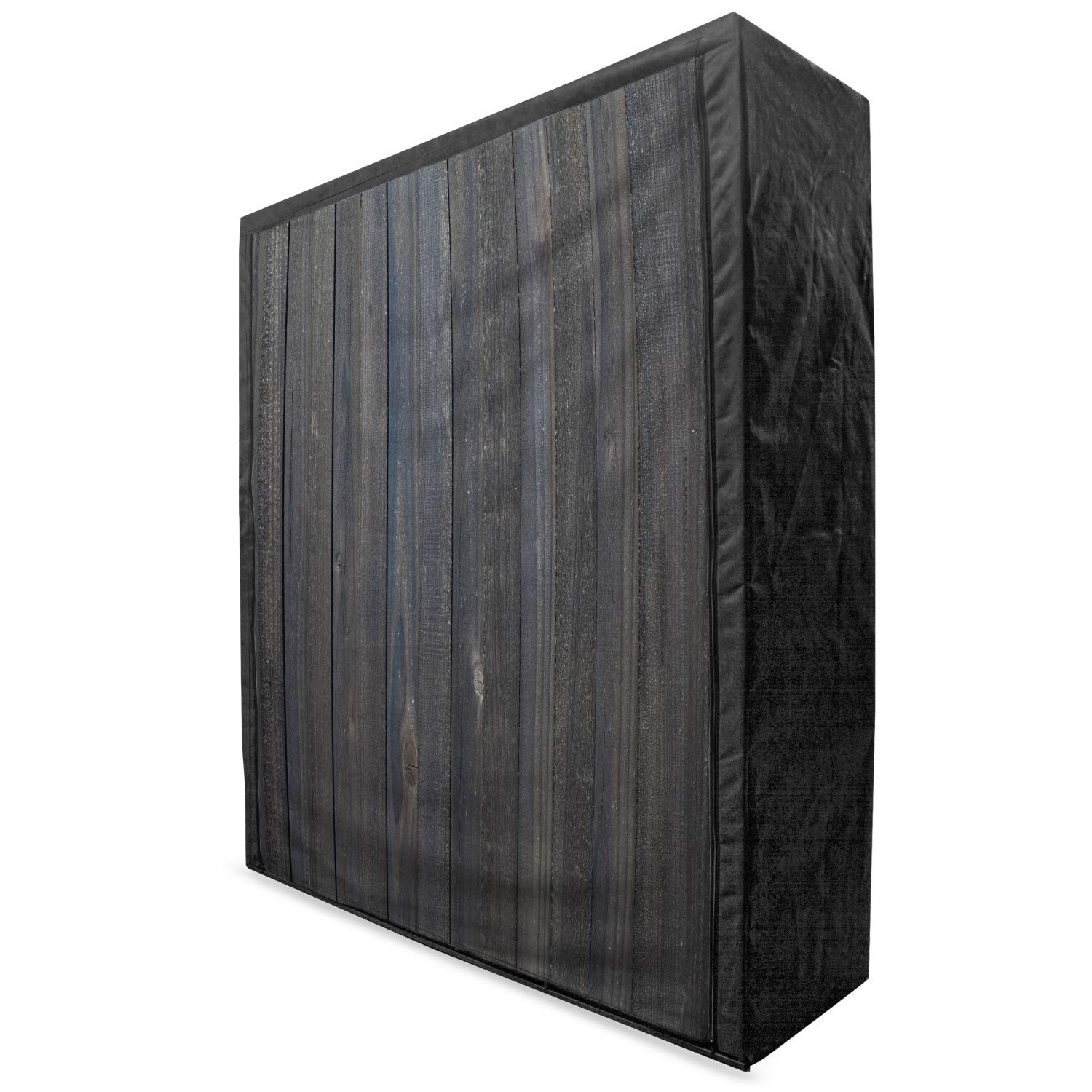 Ambesonne Dark Grey Portable Fabric Wardrobe with Wood Fence Texture - Rough Rustic Weathered Oak Plank Design - 59