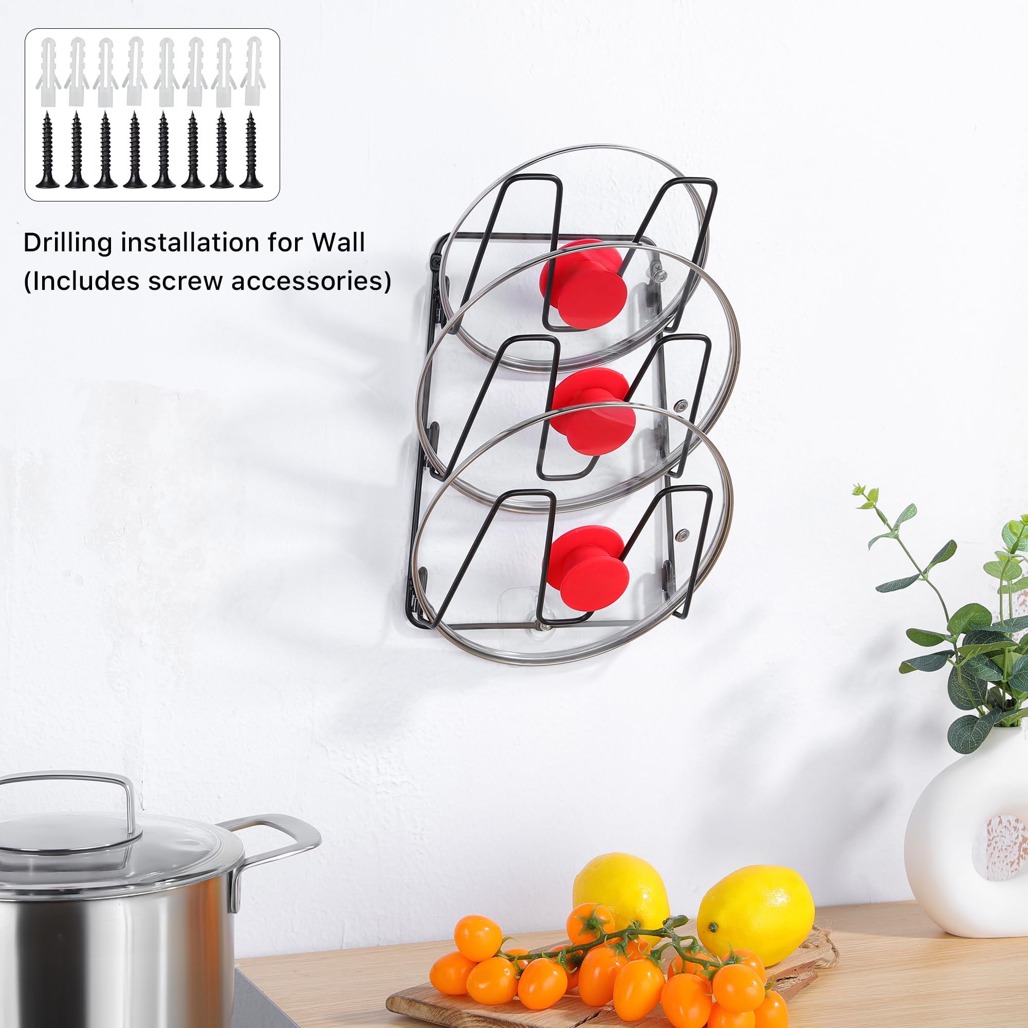 YIGII 2 Pack 6-Tier Pot Lid Organizer Rack - Space Saving Kitchen Cabinet Storage for Pots & Pans Lids - Fits Over or Inside Cabinet Door - Perfect for Small Kitchen Organization & Decluttering
