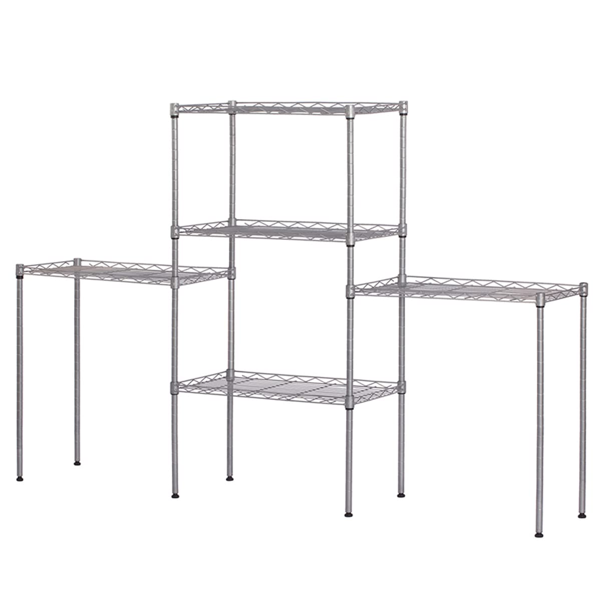 Adjustable Metal Storage Shelf - Heavy Duty Carbon Steel Storage Rack for Pantry, Closet, Kitchen & Laundry Organization - Silver Floor Standing Shelving Unit | Space Saving Home Storage Solution for Garages, Basements & Utility Rooms
