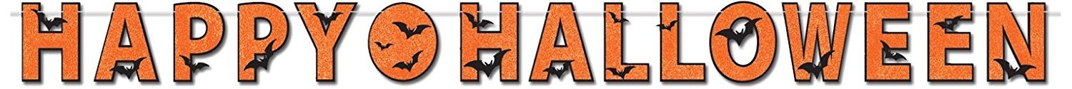 Glittered Happy Halloween Streamer Party Decorations - 1 Count Pack - Perfect for Halloween Parties, Home Decor & Festive Celebrations