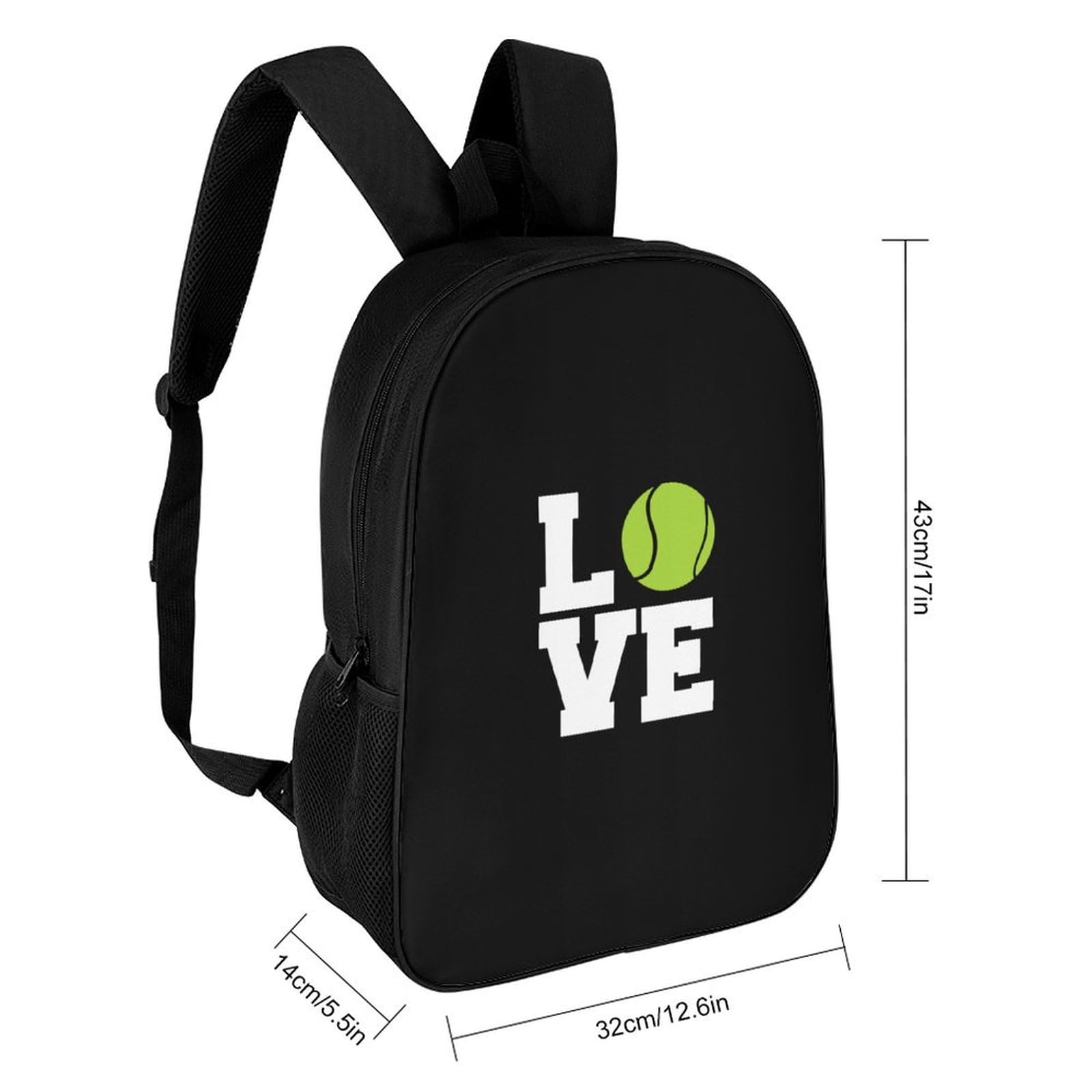 IOEDTHBJ Love Tennis Ball 17 Inch Laptop Backpack - 3D Printed School & Work Computer Bag for Men & Women - Perfect for College, Office & Travel