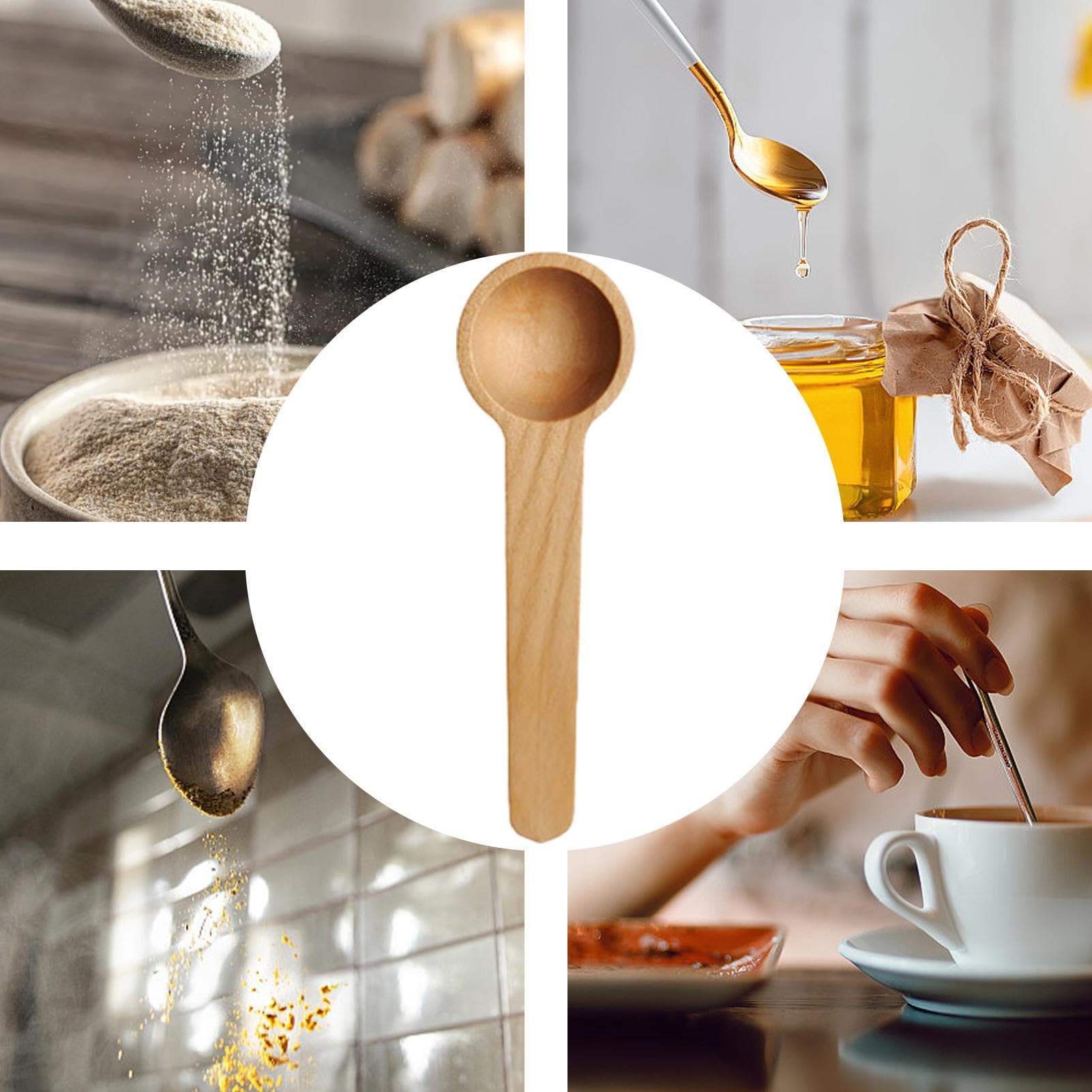 2pcs Wooden Scoops for Bath Salts, Coffee, Spices & Honey - Small Lotus Design Powder Spoon, Teaspoon for Candy & Milk - Perfect for Kitchen, Bathroom & DIY Projects