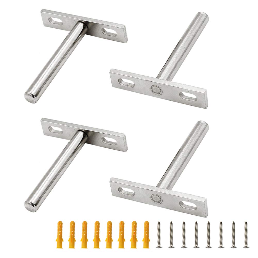 Luomorgo 4 Pack 3 Inch Floating Shelf Brackets - Heavy Duty Hidden Shelf Supports for Wood Shelves (Includes Screws & Wall Anchors) - Perfect for Living Room, Bedroom, Kitchen Storage & Display