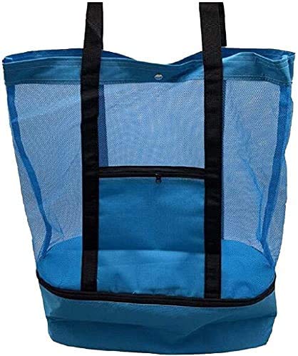 Large Mesh Picnic Bag with Refrigerator Compartment & Zipper Closure - Perfect for Beach Outings, Camping Trips, and Outdoor Gatherings