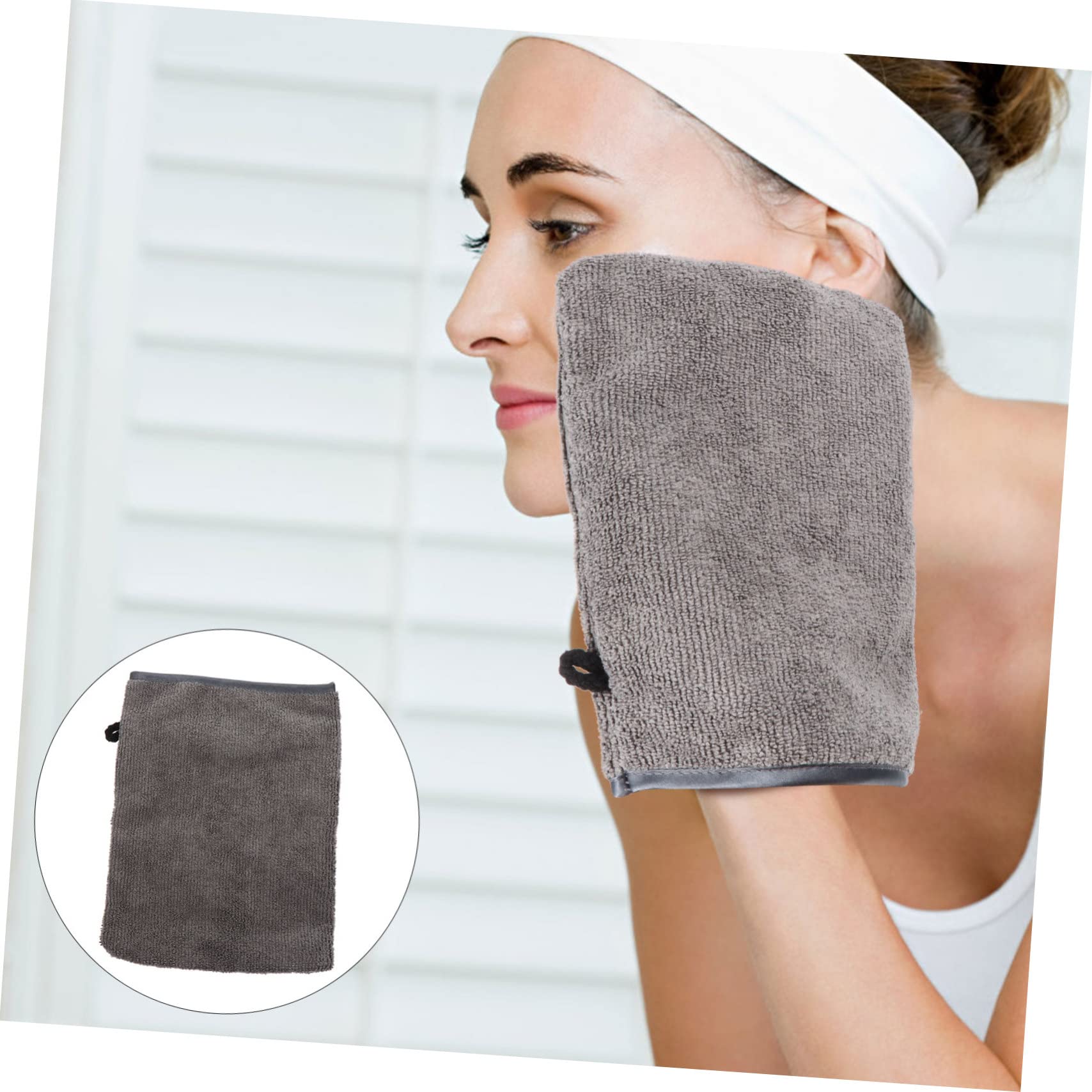 Baluue 3Pcs Exfoliating Facial Cleaning Gloves - Soft Fiber Makeup Remover Mitts for Skincare, Washable Cleansing Gloves for Face & Body - Perfect for Shower, Spa & Daily Beauty Routine
