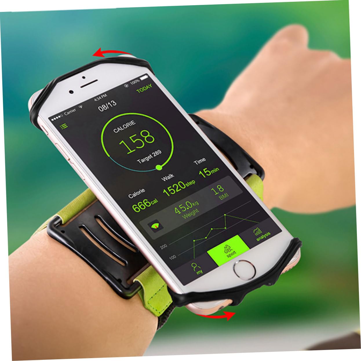 1pc Rotatable Wrist Phone Holder - Adjustable Phone Wristband for Running, Cycling & Workouts - 360° Rotating Arm Mount Bracket for Smartphones - Perfect for Sports, Gym & Outdoor Activities