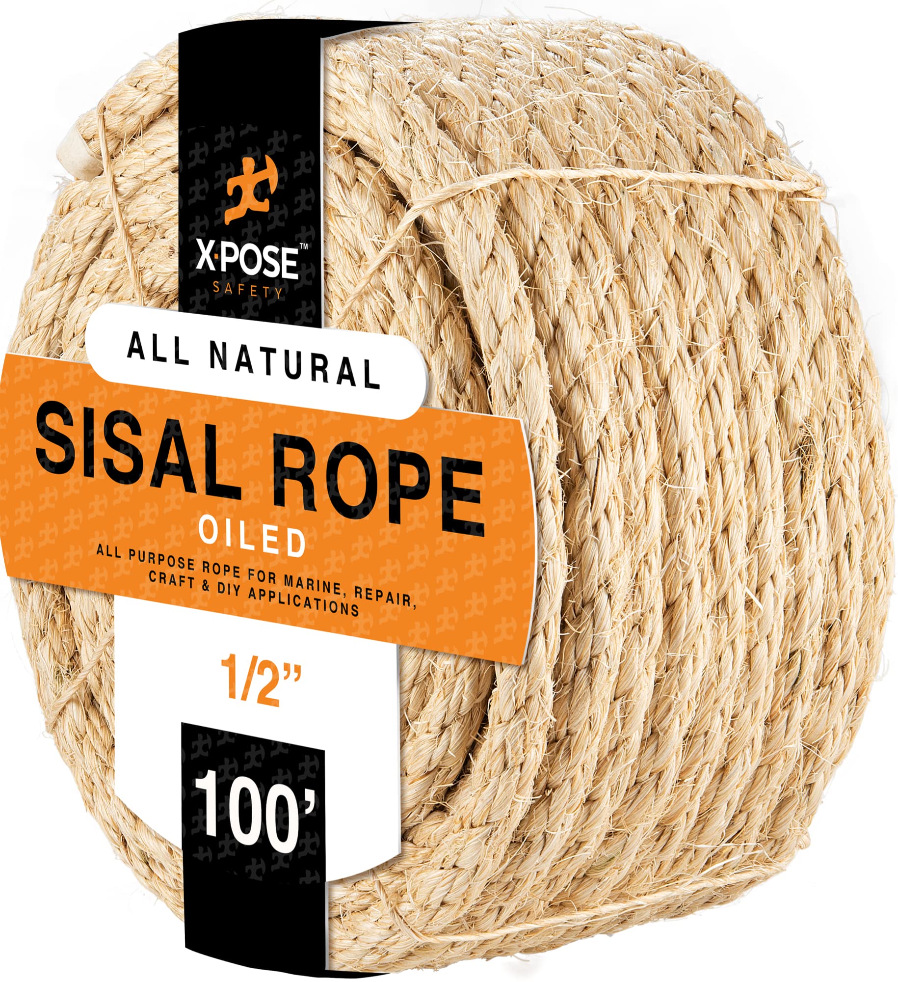 Premium 1/2 Inch Thick Sisal Rope - 100 Ft Natural Fiber Rope for Cat Scratching Post, Cat Tree, DIY Crafts - Heavy Duty Durable Indoor/Outdoor Use - Perfect for Pet Furniture, Home Decor & Garden Projects