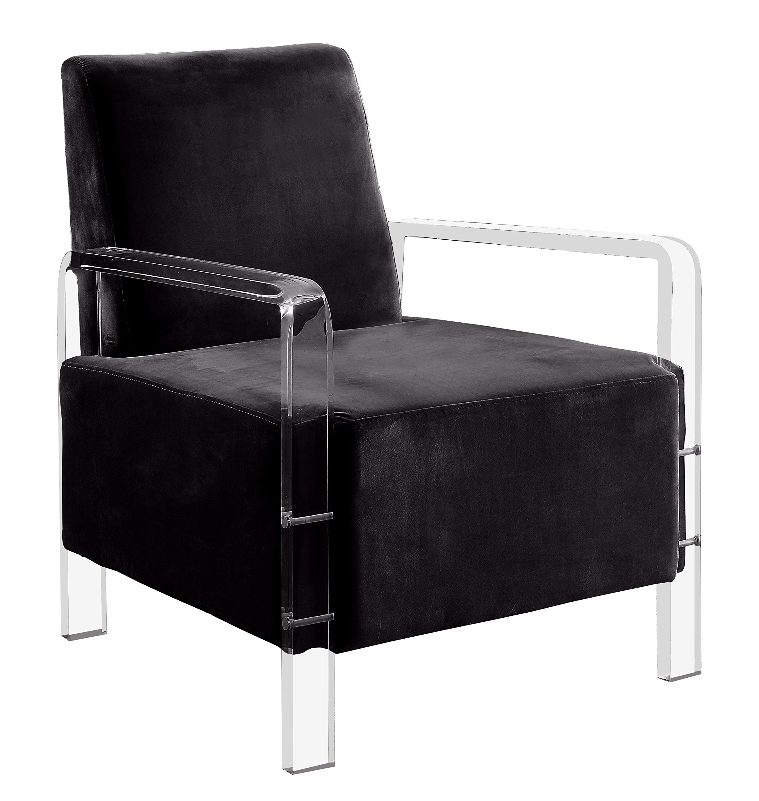 Furniture of America Caroll Acrylic Living Room Chair - Modern Black Transparent Accent Chair for Living Room, Bedroom, or Office Decor