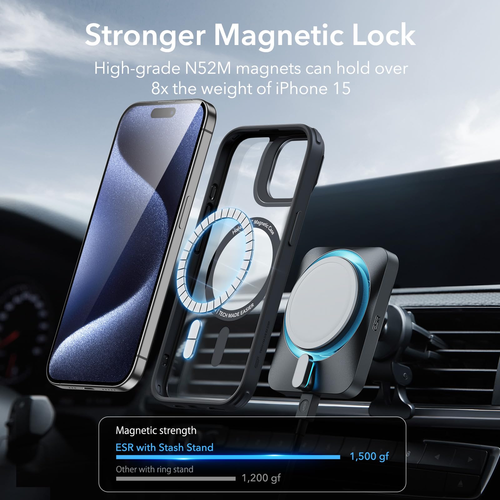 ESR iPhone 15 Pro Max Case with MagSafe - Military Protection & Stand for Home/Office Use