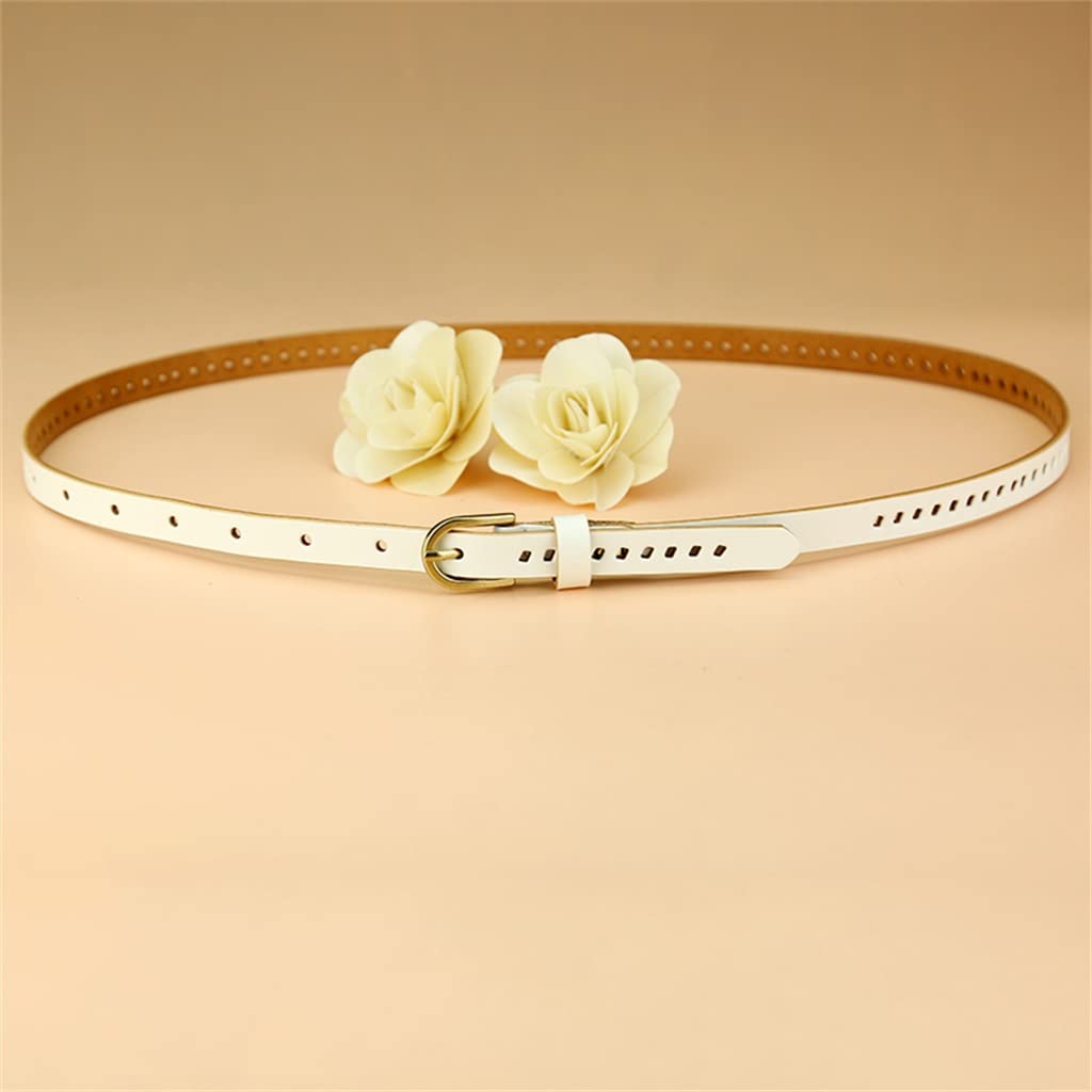 Stylish Women's Small White Hollow Pin Buckle Belt - Adjustable 95-125cm for Skirts & Trousers | Fashion Accessory for Casual & Office Outfits