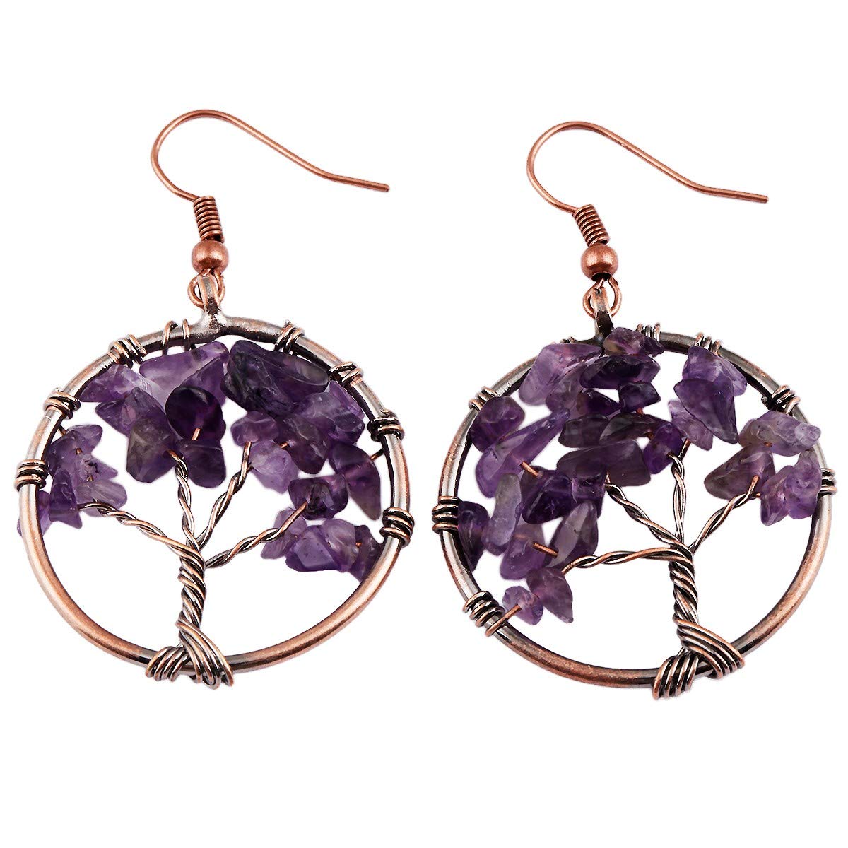 Nupuyai Crystal Dangle Earrings for Women - Natural Tumbled Stone Hook Earrings | Boho Chic Jewelry for Parties, Weddings & Everyday Wear