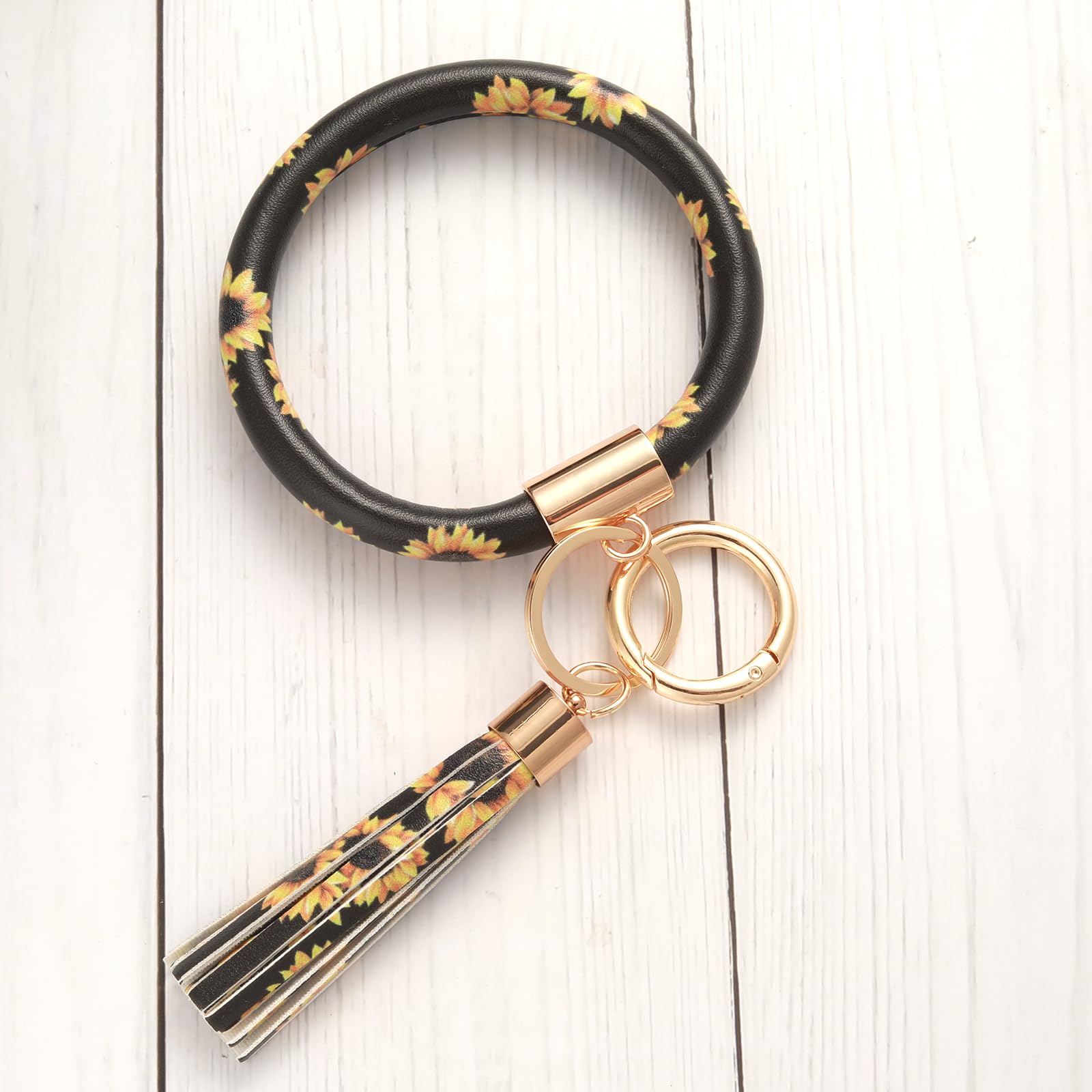 Coolcos Leather Key Ring Bracelet for Women - Stylish Wristlet Keychain with Tassel, Portable Key Holder for Everyday Use | Perfect Gift for Her, Office, Travel & Daily Essentials Organization