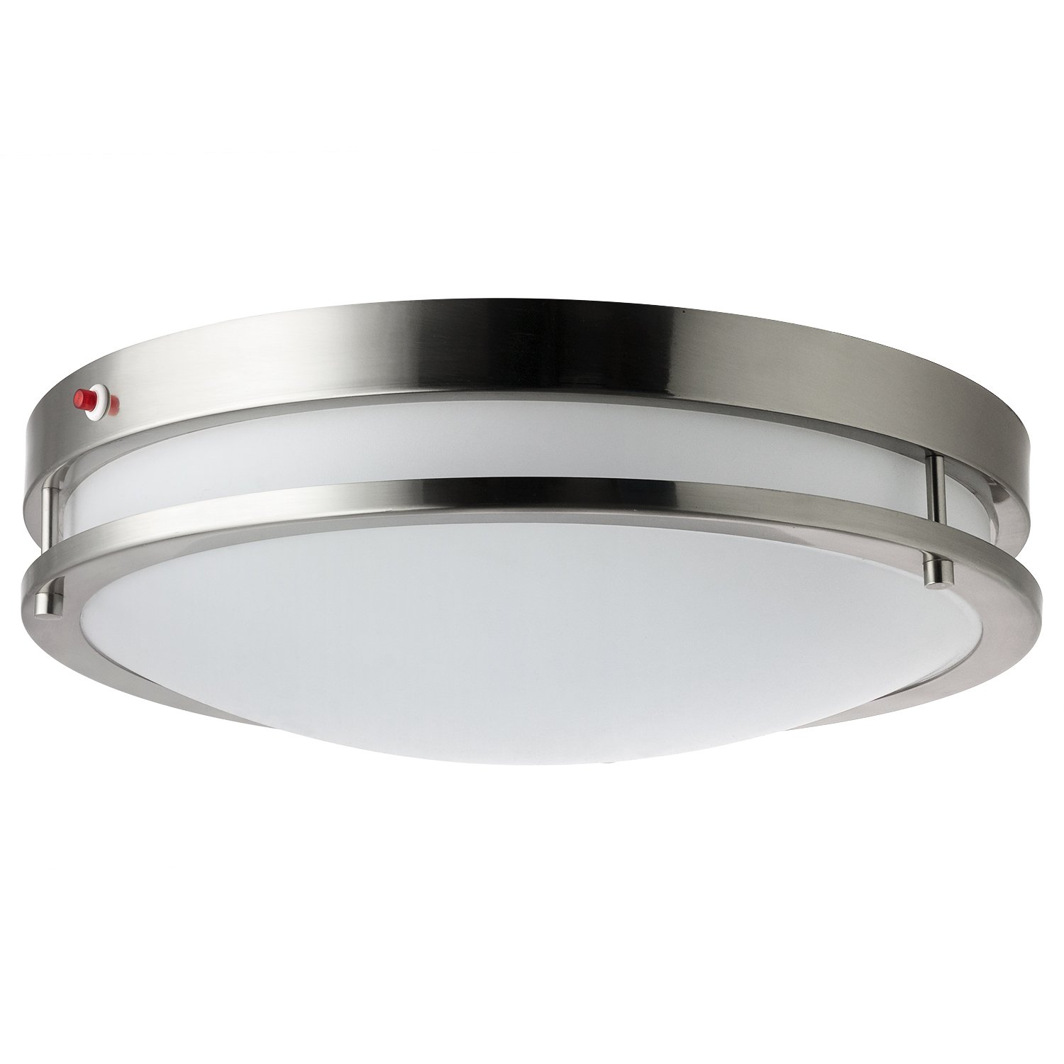 Sunlite 87779 12 Inch LED Ceiling Flush Mount Light with Emergency Battery Backup - 90 Min Runtime, 15W 1050 Lumens, Adjustable 3000K-5000K Color Temperature, Dimmable, 50,000 Hour Lifespan, Brushed Nickel Finish - Perfect for Hallways, Bedrooms & Emergency Lighting
