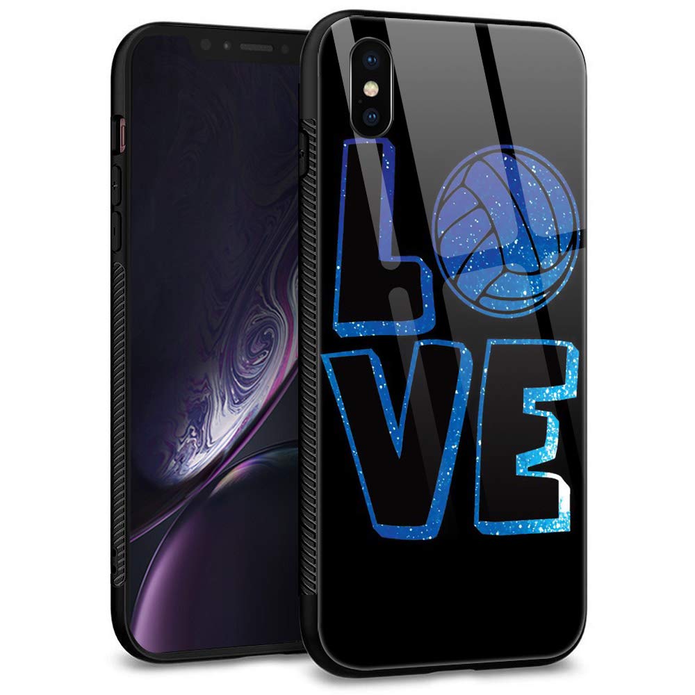 Premium iPhone XR Case with 9H Tempered Glass Back & Soft TPU Bumper - Volleyball Design | Shockproof Protective Cover for Apple iPhone XR (2018) | Perfect for Sports, Outdoor Activities & Daily Use