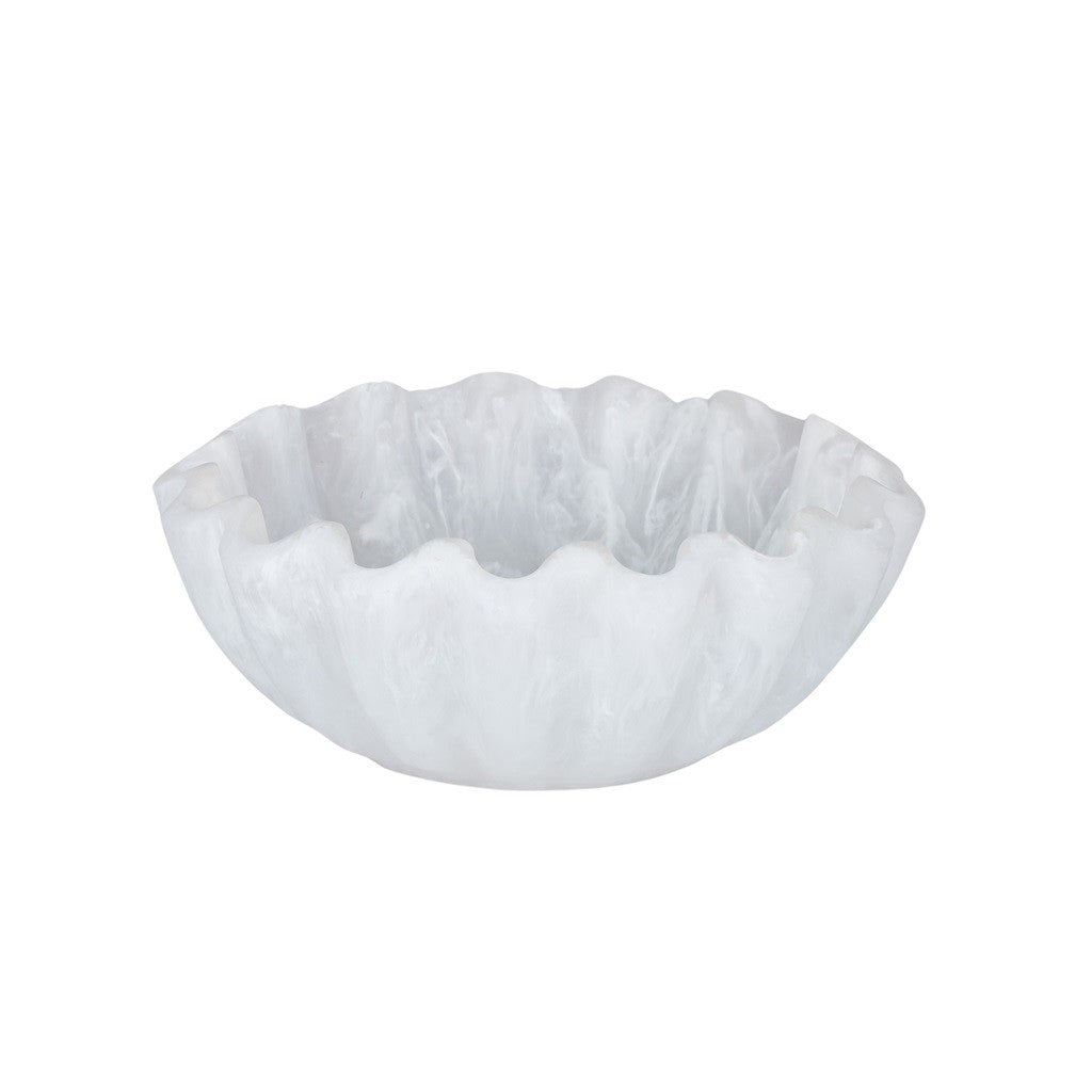 Premium White Resin Scallop Bowl - 12.2