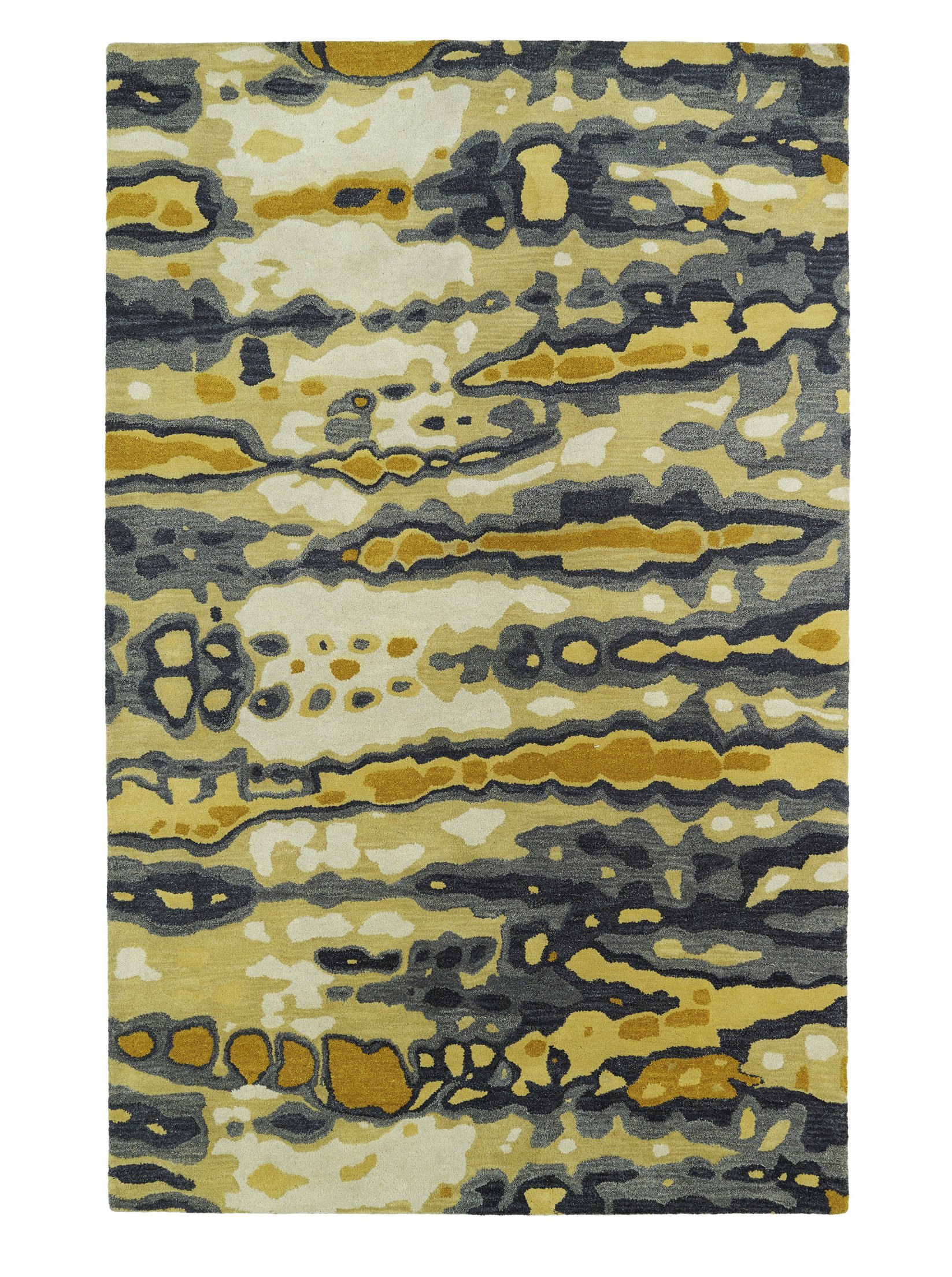 Kaleen Brushstrokes Area Rug - Gold 2' x 3' Handmade Modern Accent Rug for Living Room, Bedroom & Entryway Decor