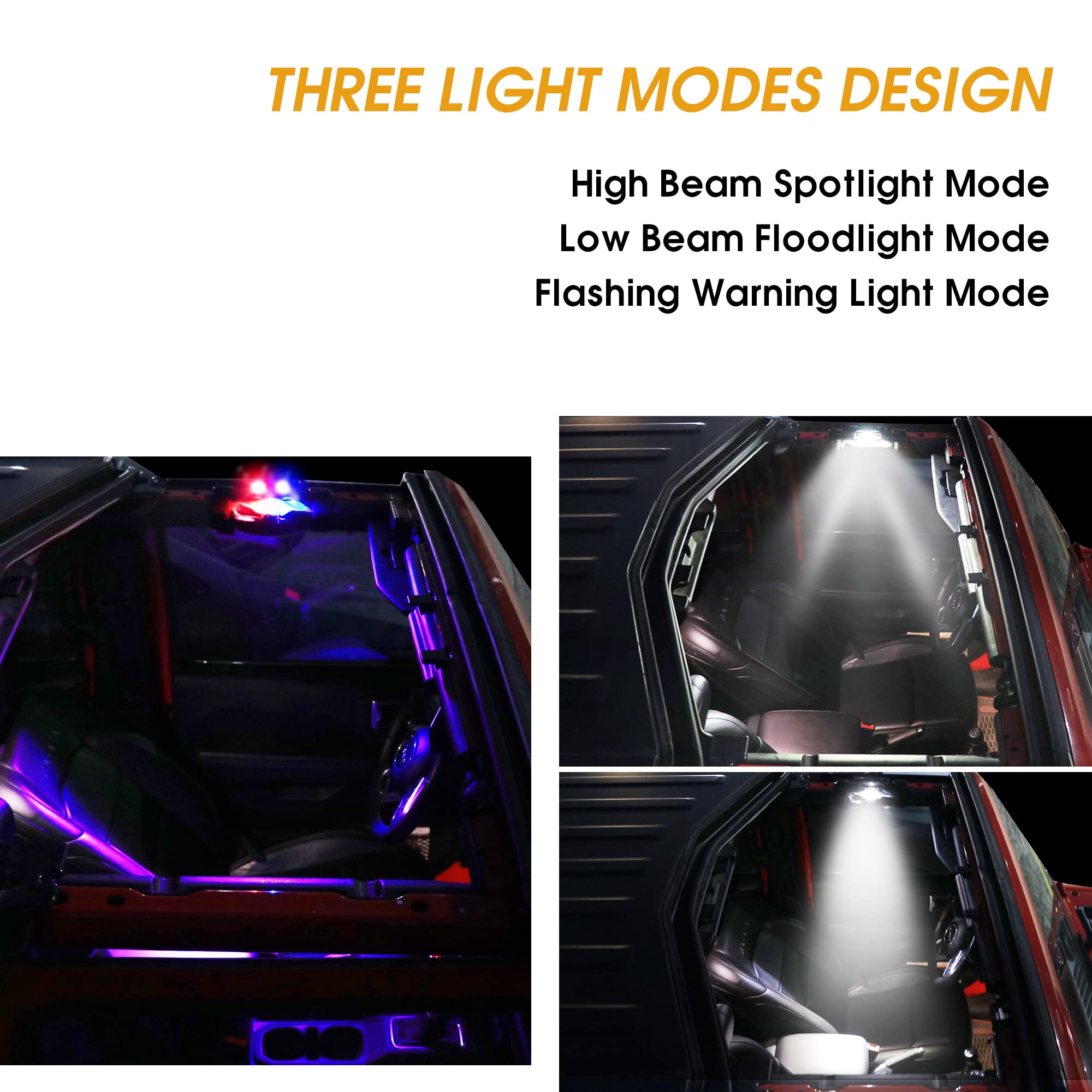 **Jeep Wrangler CJ YJ TJ JK JL Gladiator JT Grab Handles with LED Lights - 3 Lighting Modes, Black (2 Pack) - Off-Road & Nighttime Safety Accessories**