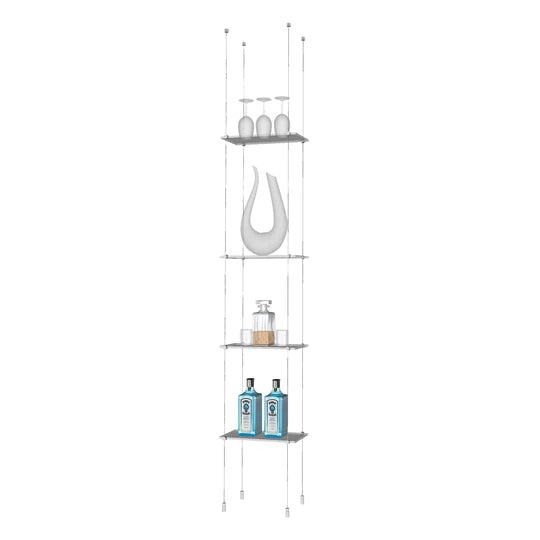Blue Grouse Floating Glass Shelf Unit - Modern Wall-Mounted Display for Bathroom, Kitchen, or Living Room Decor