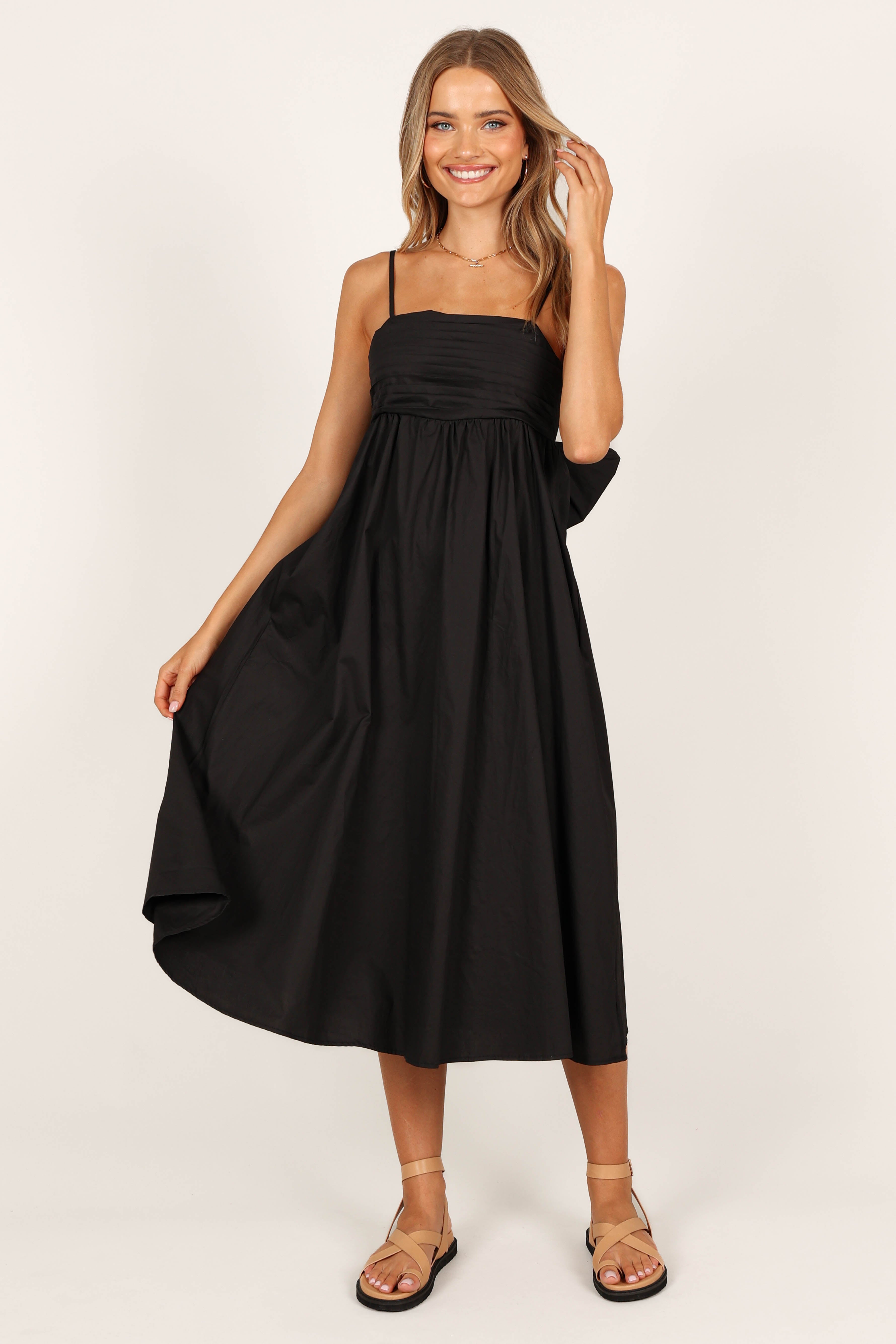 Elegant Alice Bow Back Midi Dress - Black | Women's Formal & Party Wear for Evening Events & Weddings