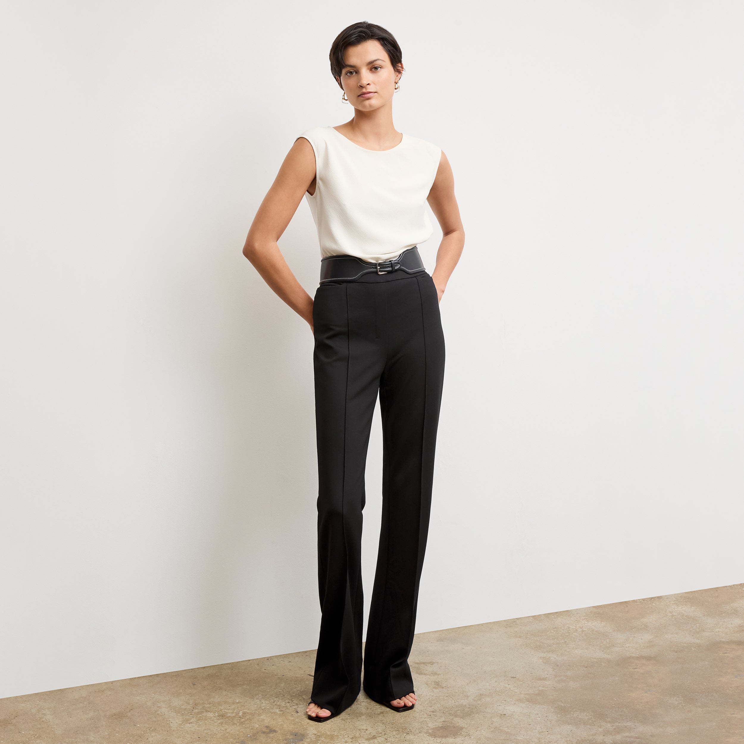 Stylish Hart Flare Trouser in Black Butter Ponte Fabric - Perfect for Work, Office & Casual Wear