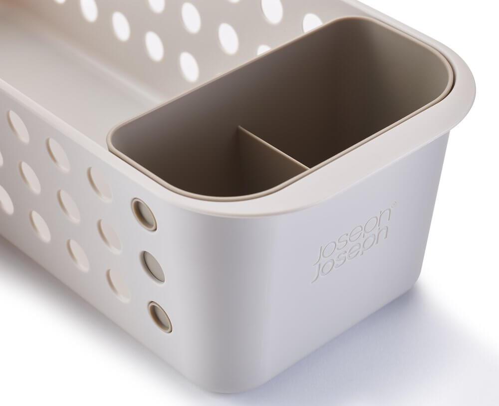 Joseph Joseph EasyStore Slimline Bathroom Storage Basket - Space-Saving Organizer for Towels, Toiletries & Cosmetics | Perfect for Small Bathrooms, Vanities & Shower Caddies (Ecru)