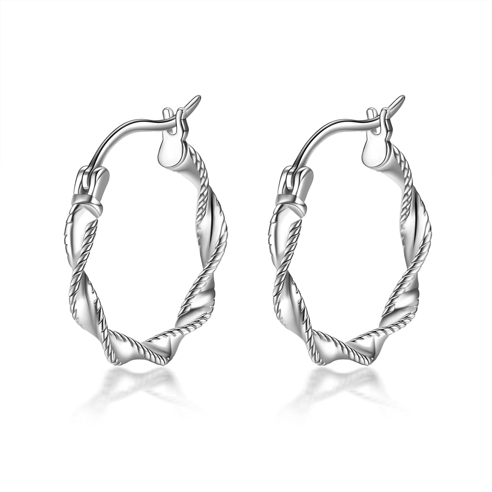 Sterling Silver Small Hoop Earrings for Women - 20/30MM Circle Twist Endless Hoops - Perfect Gift for Girlfriend, Sister & Friends (Ideal for Everyday Wear, Date Night & Special Occasions)