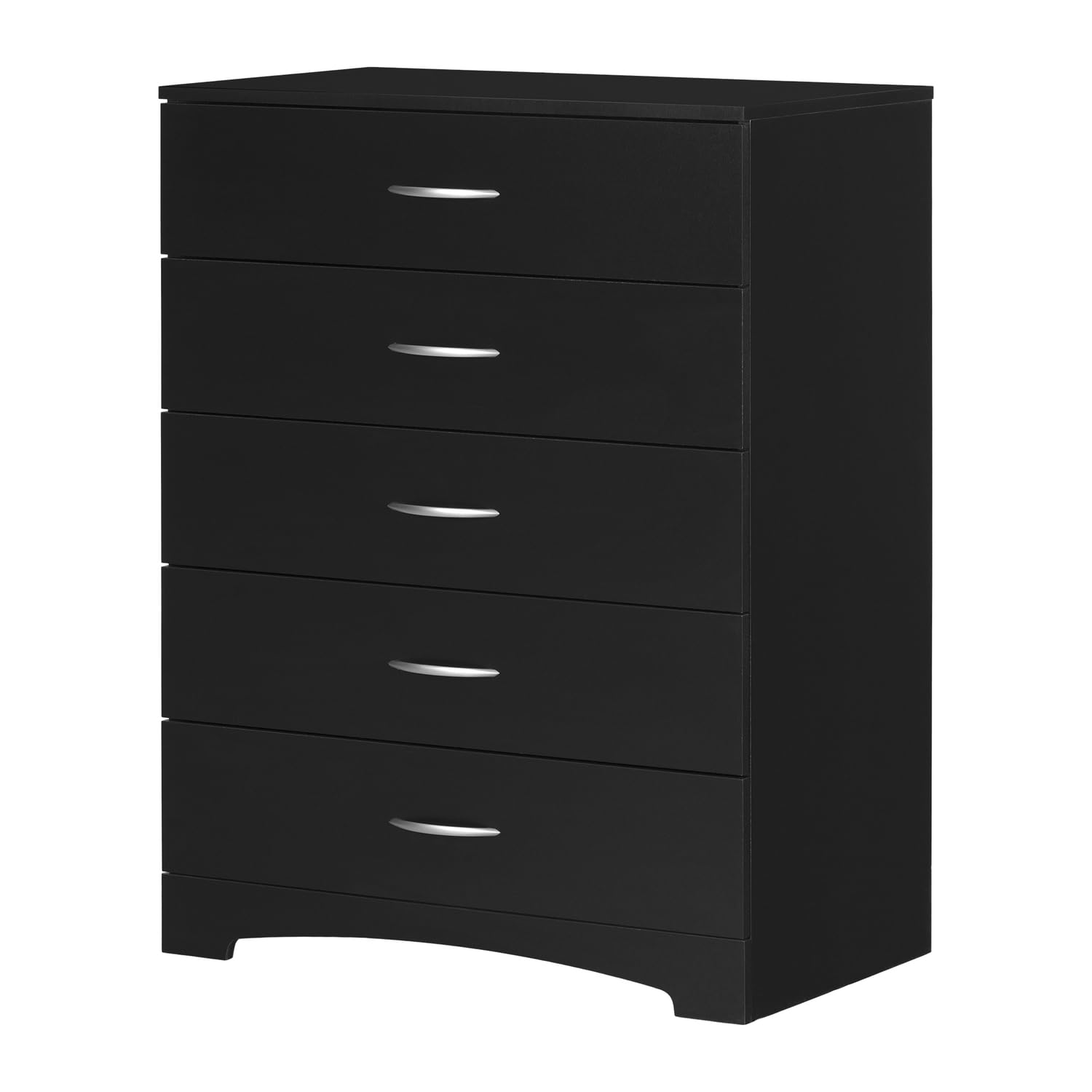 South Shore Step One 5-Drawer Chest in Pure Black - Modern Dresser for Bedroom, Nursery & Closet Organization - Space Saving Storage Solution