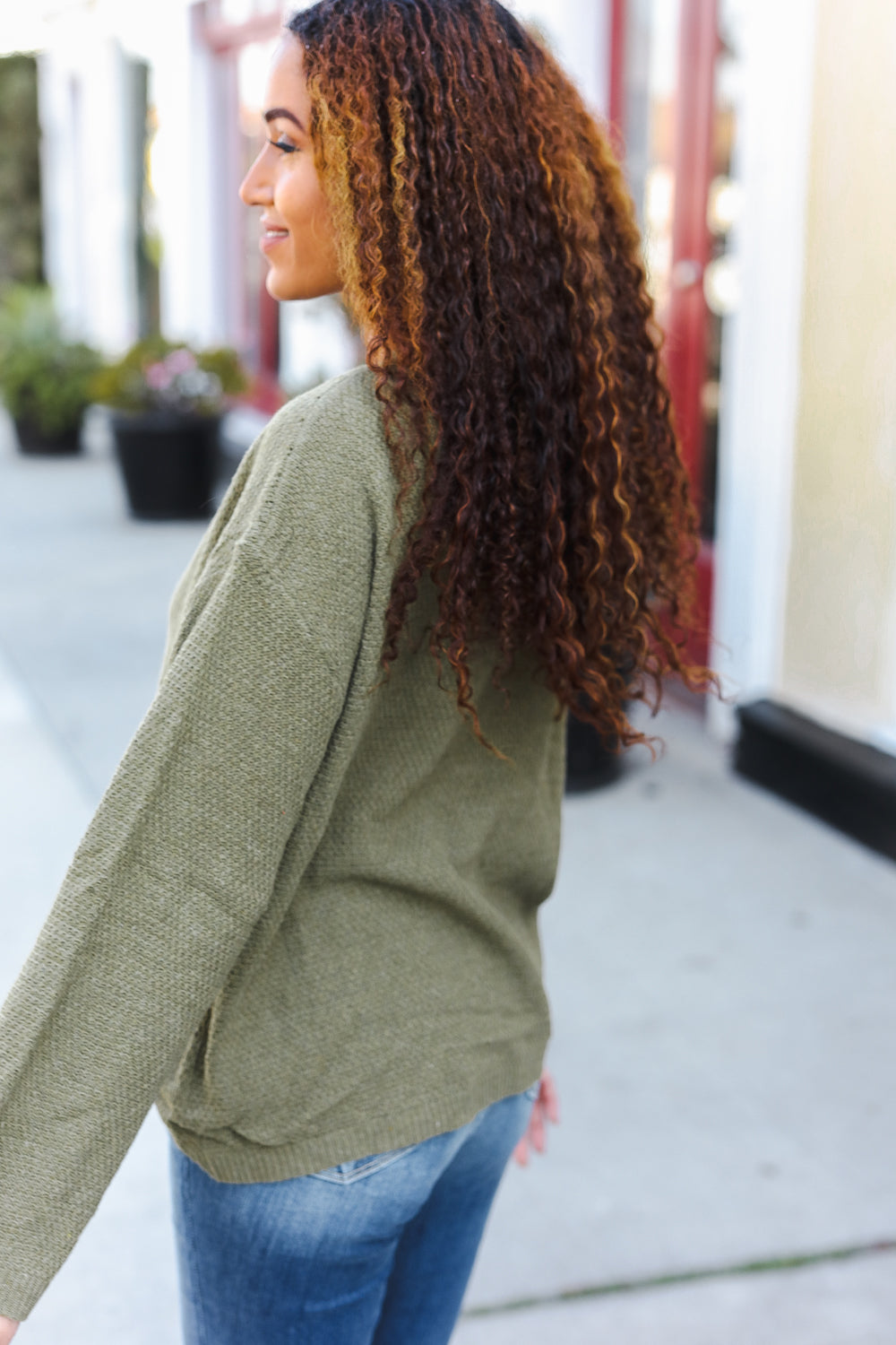 Stylish Moss Green Ribbed Button Down Sweater for Women | Cozy Knit Pullover for Fall & Winter | Perfect for Office, Casual Outfits & Layering