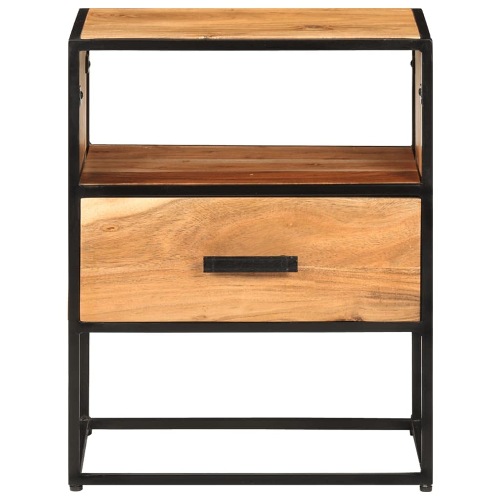 Modern Acacia Wood Nightstand - 15.7