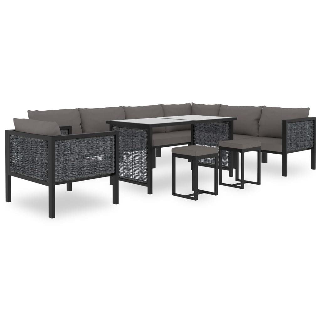 vidaXL Sectional Corner Sofa with Right Armrest - Outdoor/Indoor Poly Rattan Furniture for Garden, Patio, Balcony - Anthracite Lounge Chair - Perfect for Relaxing, Entertaining & Sunbathing