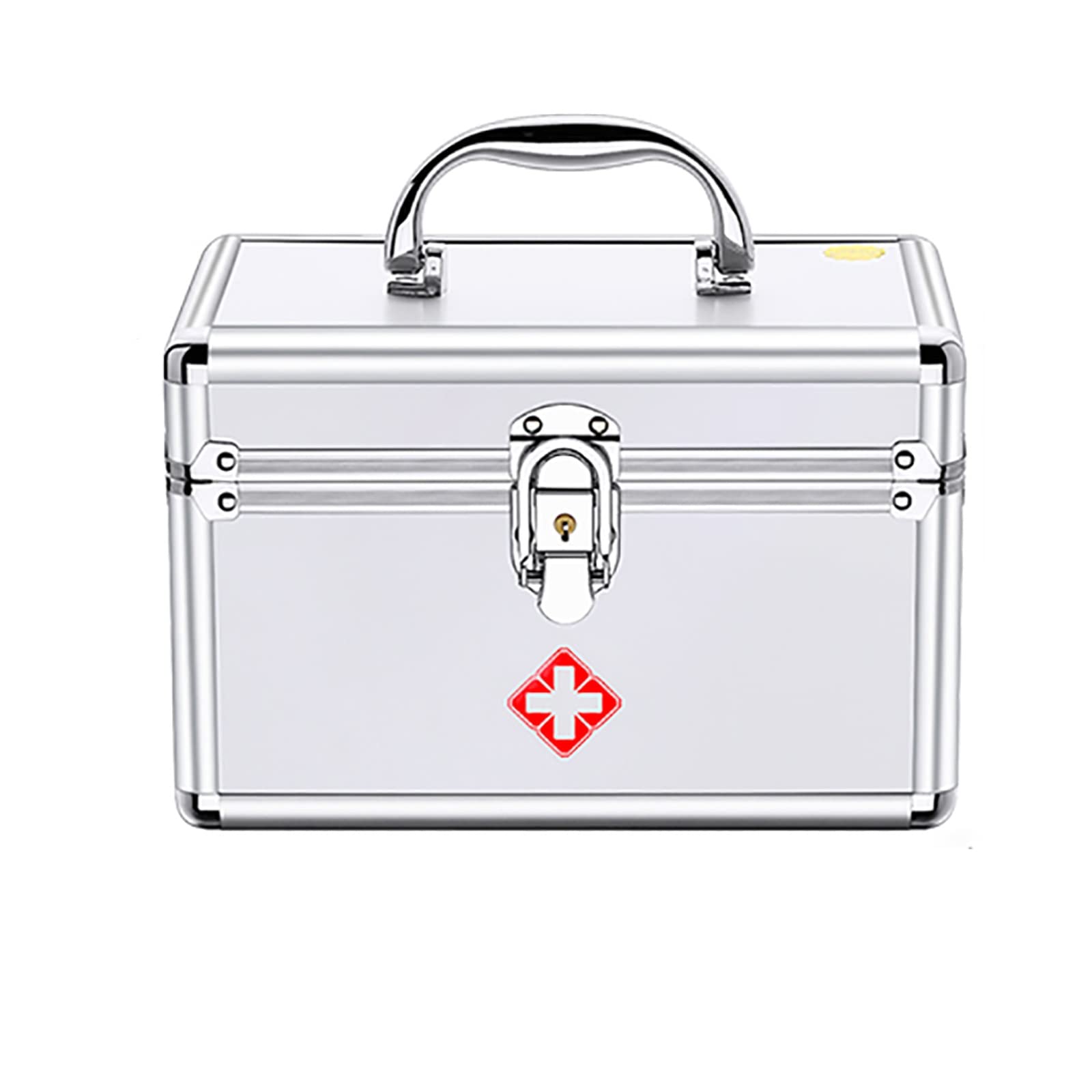 Lockable Medicine Storage Box with Portable Handle & Tray - Large First Aid Kit Organizer (25x16x16cm) - Secure Medication & First Aid Supplies for Home, Travel, and Emergency Use