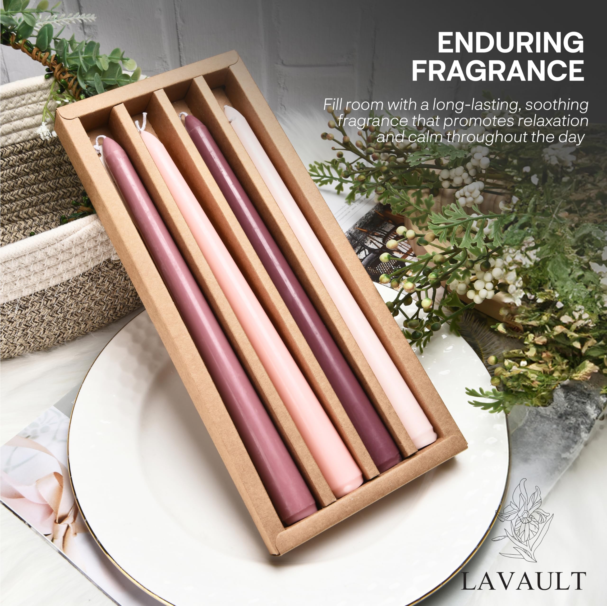 Gradient Taper Candles Set of 4 - Soy Wax Candlesticks for Romantic Dinner & Home Decor