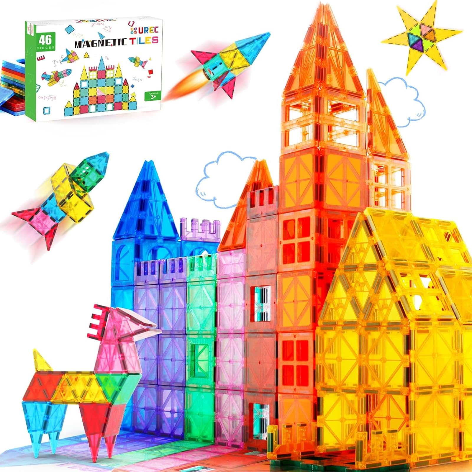 STEM Magnetic Building Blocks for Kids - Educational Montessori Toys for Boys & Girls Ages 3+ | Sensory Learning, Creative Construction Play | Perfect for Preschool Classroom & Home Playroom Activities