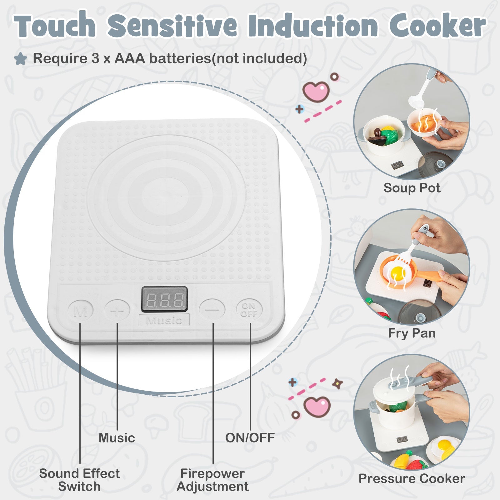 Gray Kids Play Kitchen Toy Set with Stove, Sink & Oven - Interactive Light & Sound Effects for Pretend Cooking Fun - Perfect for Preschoolers & Toddlers Role Play Games