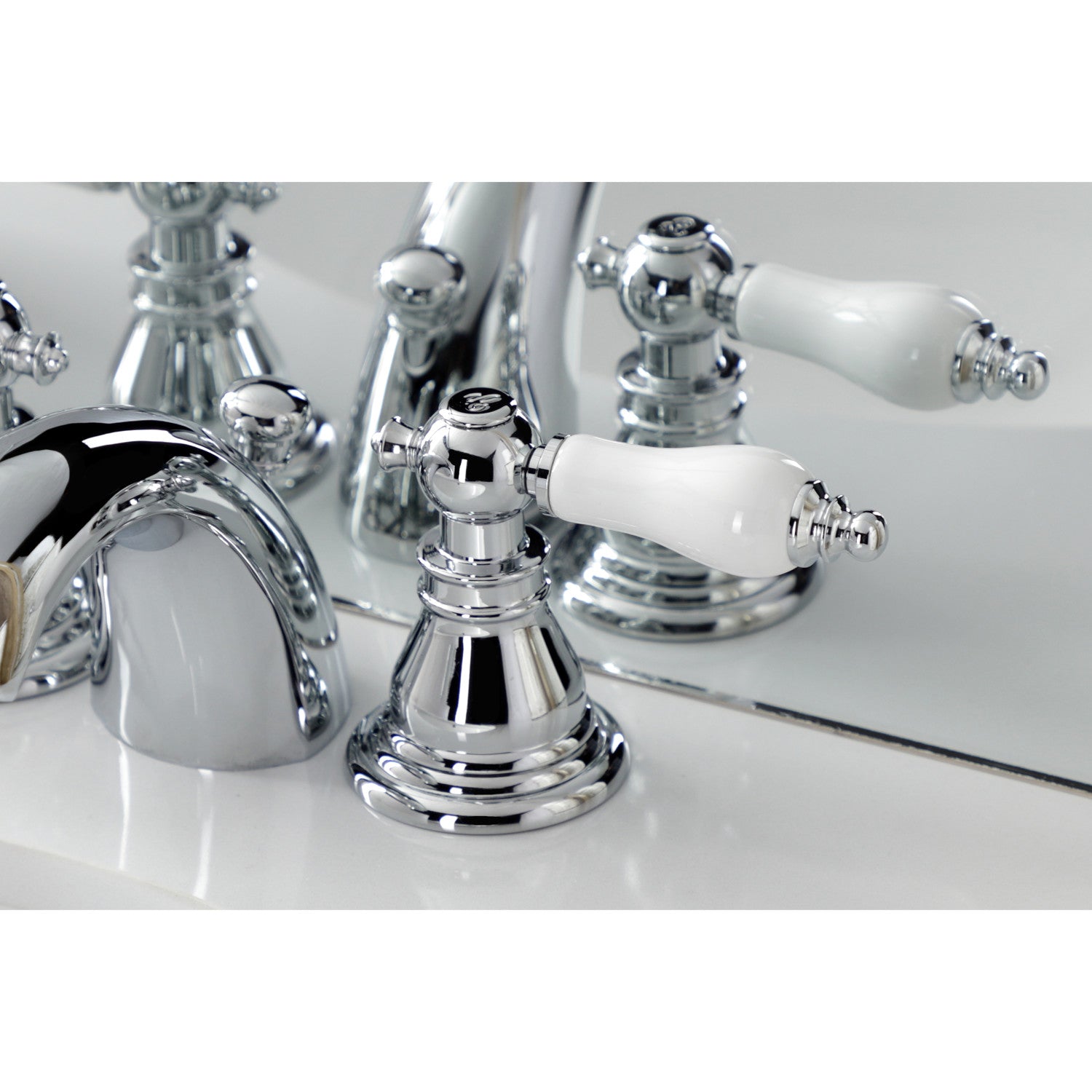 American Patriot KB951APL 3-Hole Mini Widespread Bathroom Faucet - Two Handle Deck Mount with Pop-Up Drain - Polished Chrome - Perfect for Small Bathroom Sinks and Vanities
