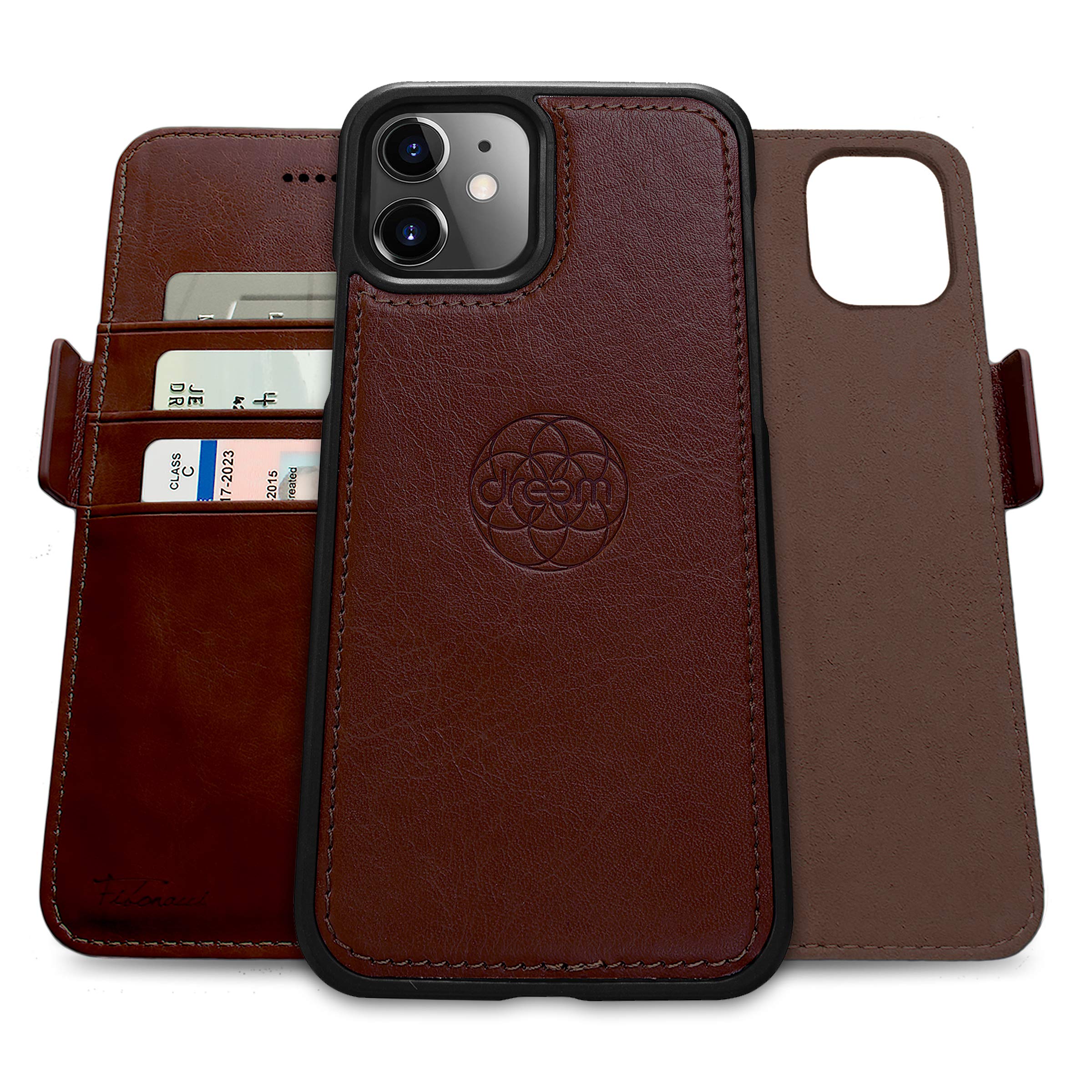 Luxury Vegan Leather iPhone 12 Mini Case - 2-in-1 Wallet with RFID Protection & Stand for Work & Travel