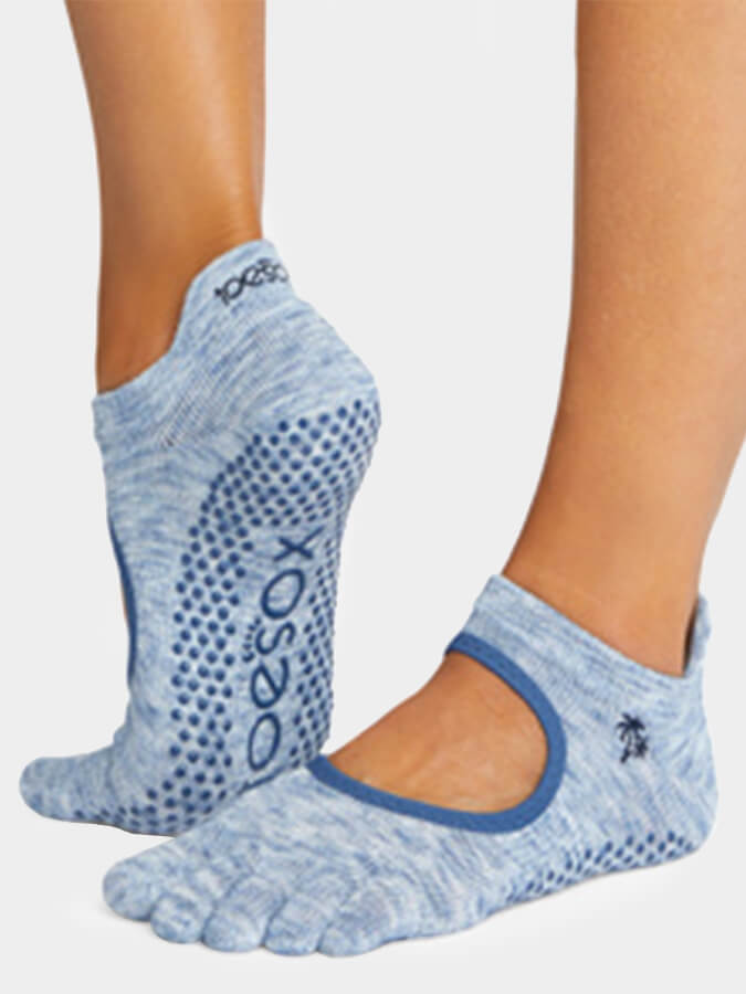 ToeSox Full Toe Bellarina Women's Non-Slip Yoga Grip Socks for Barre, Pilates & Dance - Breathable & Comfortable Workout Socks for Studio & Home Exercise
