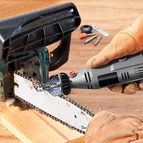 Electric Chainsaw Sharpener Kit - Professional Saw Chain Sharpening & Polishing Attachment Set with Grinder - AIA99 (Silver) - Perfect for DIY Woodworking, Tree Cutting & Forestry Maintenance