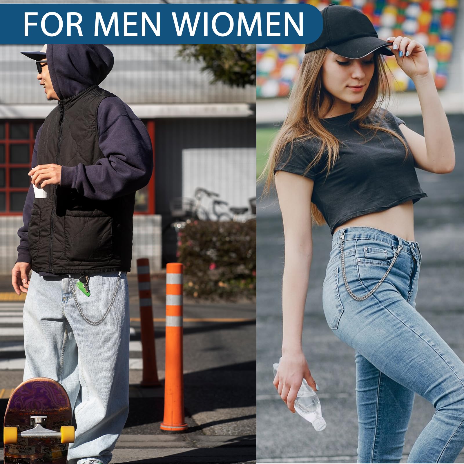 Heavy Duty Silver Wallet Chain for Men & Women - Punk Hip Hop Goth Accessories - Metal Keychain & Pants Chain for Jeans, Keys & Style    (Perfect for Punk Fashion, Hip Hop Outfits, Gothic Style, and Everyday Streetwear Accessories)