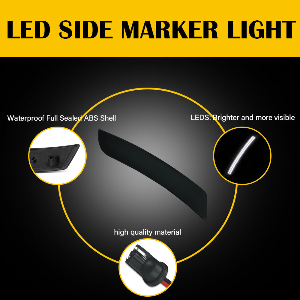 Amber Red Smoked LED Side Marker Lights for 2016-2021 Chevy Camaro - Durable & Bright Turn Signal Lights - Perfect for Night Driving & Car Customization