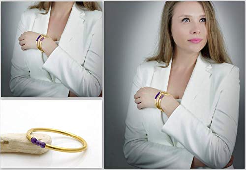 18k Gold Plated Handmade Gemstone Bangles - Choose Your Birthstone | Fashion Jewelry Bracelets for Women & Girls | Perfect for Gifts, Parties & Everyday Wear