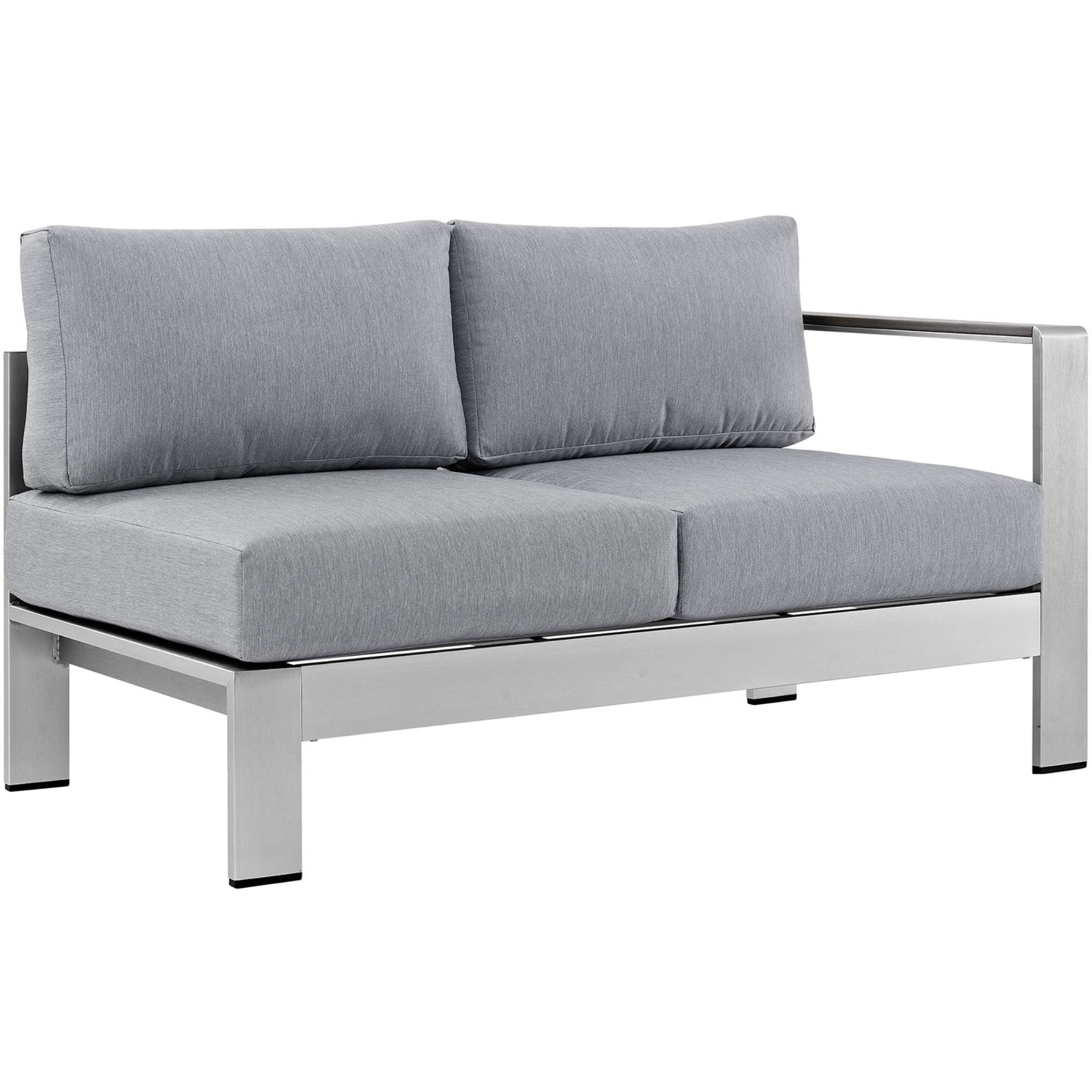 Ergode Shore Outdoor Patio Sectional Sofa Set - Durable Aluminum Furniture with Silver Gray Finish | Perfect for Backyard, Poolside & Garden Relaxation