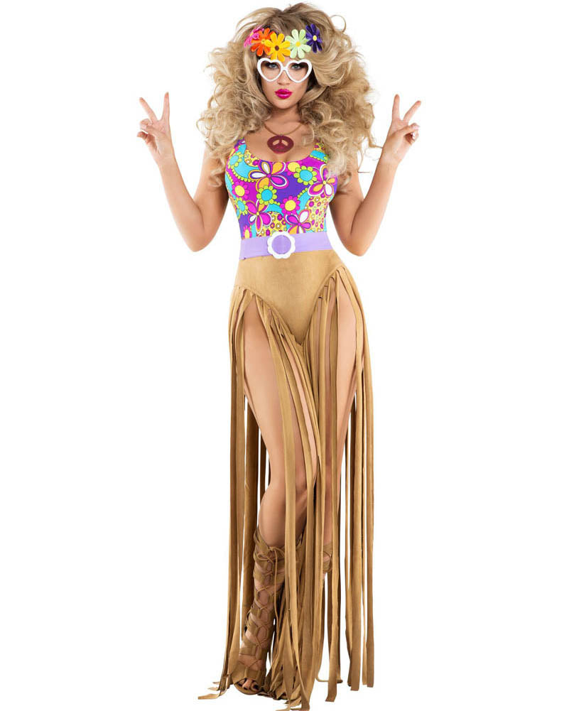 60s Sexy Hippie Women's Costume - Vintage 1960s Hippie Outfit for Women - Perfect for Halloween, Theme Parties & Retro Events