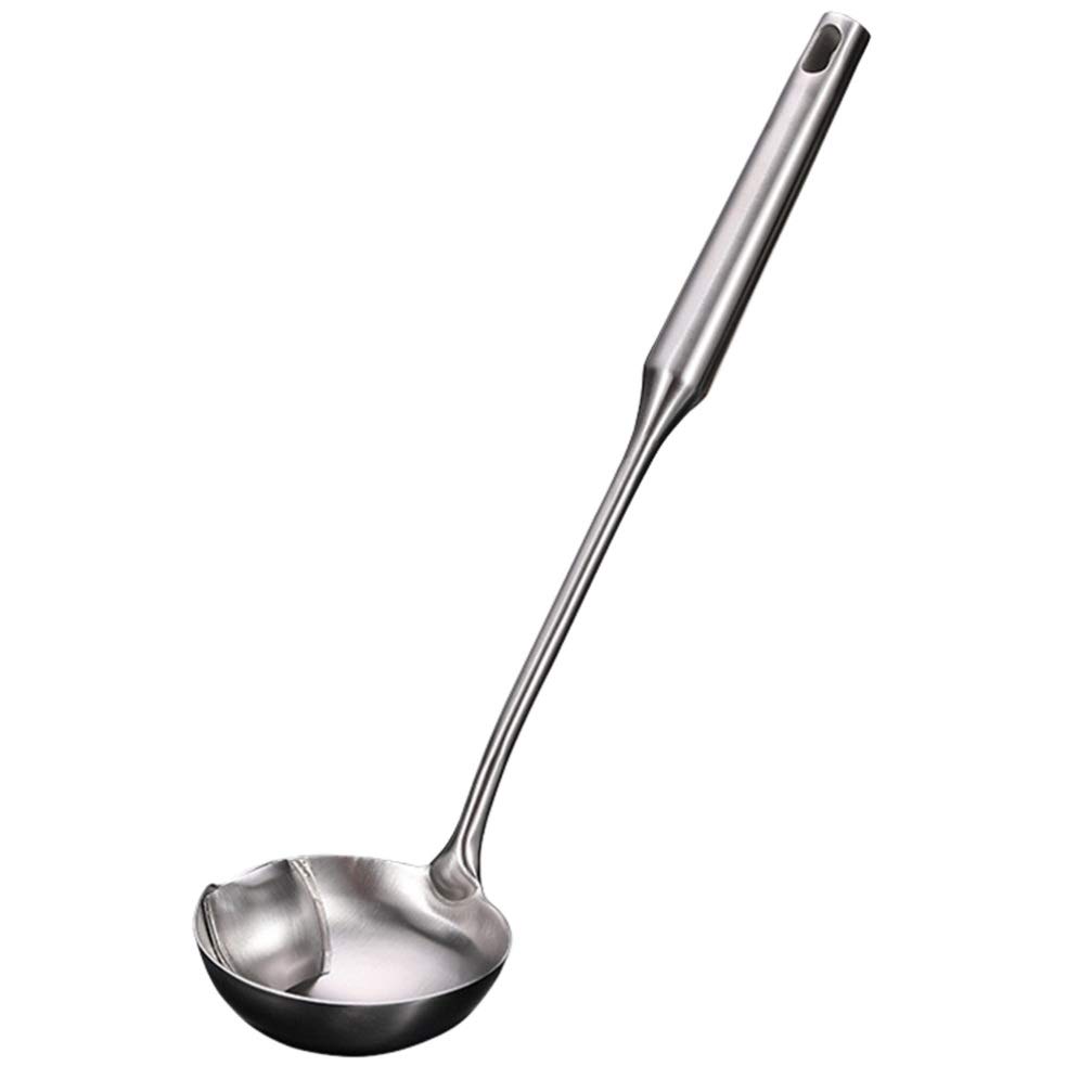 Premium Stainless Steel Oil Separator Spoon - Anti-Scalding Plastic Handle Soup Skimmer Ladle for Kitchen - Perfect for Removing Fat from Broth, Stew, and Soup - Ideal for Home Cooking & Restaurant Use