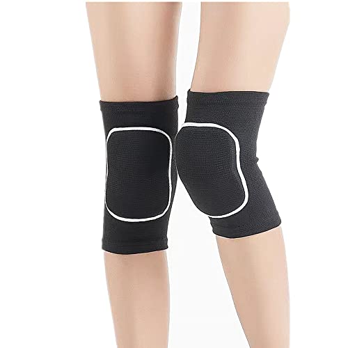 MINILUJIA 2PCS Women's Knee Support Brace - Non-Slip Breathable Elastic Knee Pads for Men & Women, Ideal for Running, Yoga, Gym, Basketball & Dance - Large Black