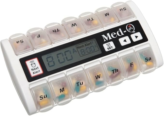 Smart Pill Organizer Box with Alarm & LED Reminder - Weekly Medication Dispenser for Seniors & Travel - Perfect for Daily Pills, Vitamins, and Supplements at Home or On-the-Go
