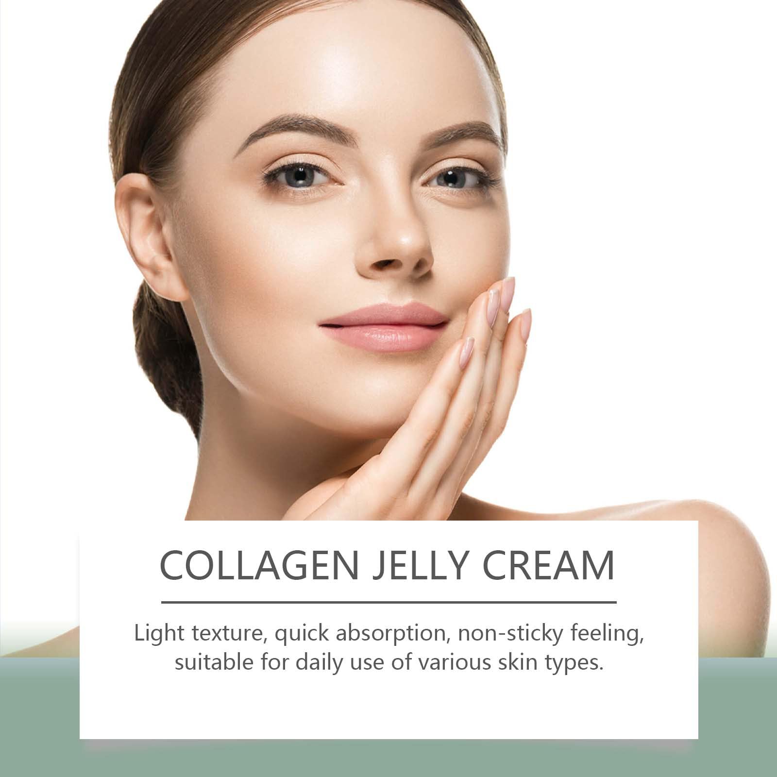 Collagen Jelly Cream with Green Tea, Niacinamide & Hydrolyzed Collagen - Hydrating Anti-Aging Face Moisturizer for All Skin Types | Day & Night Skincare Routine for Glowing Skin