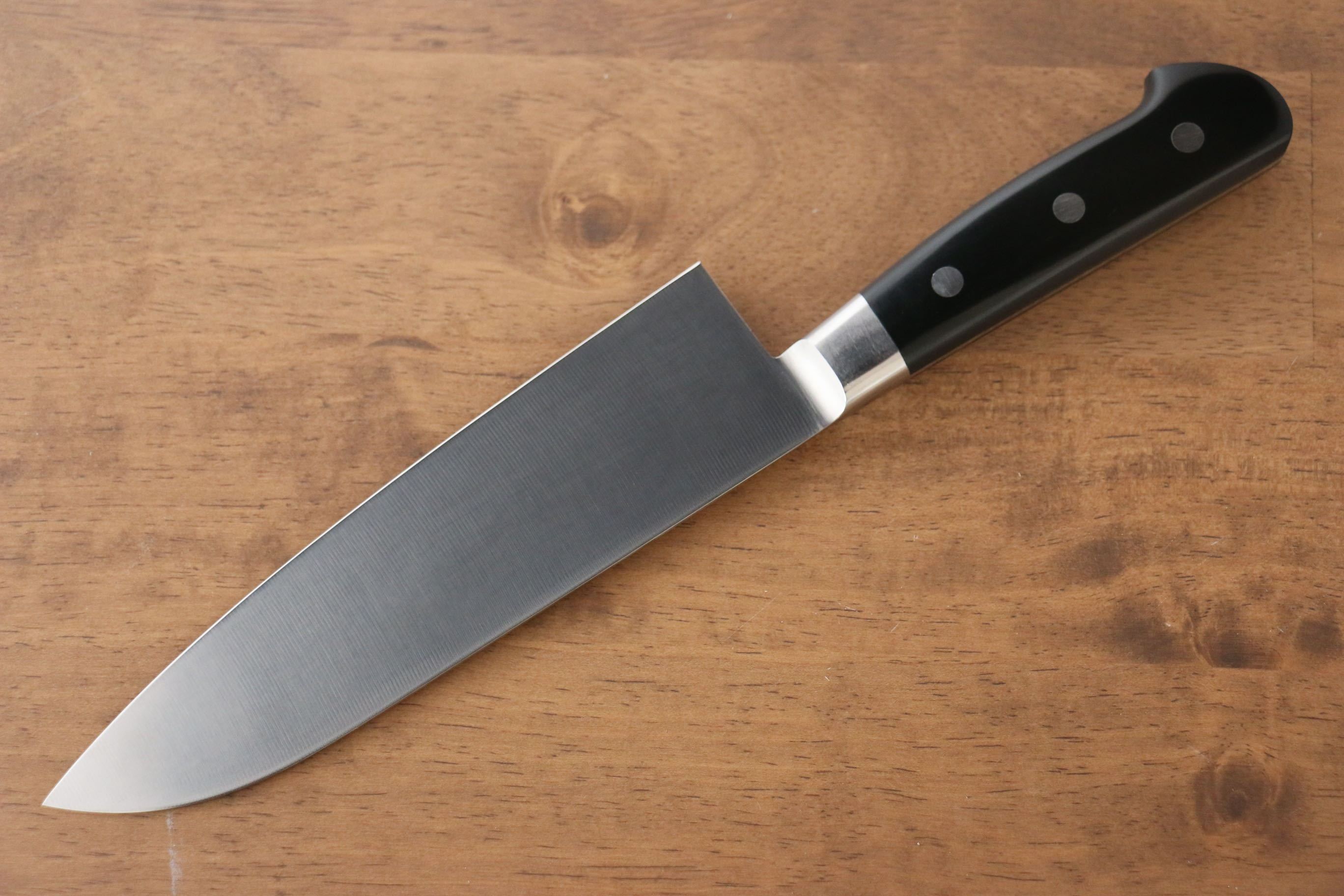 Premium Iseya Molybdenum Santoku Knife 180mm - Black Micarta Handle Japanese Chef Knife for Professional Cooking, Slicing & Dicing Vegetables, Meat & Fish